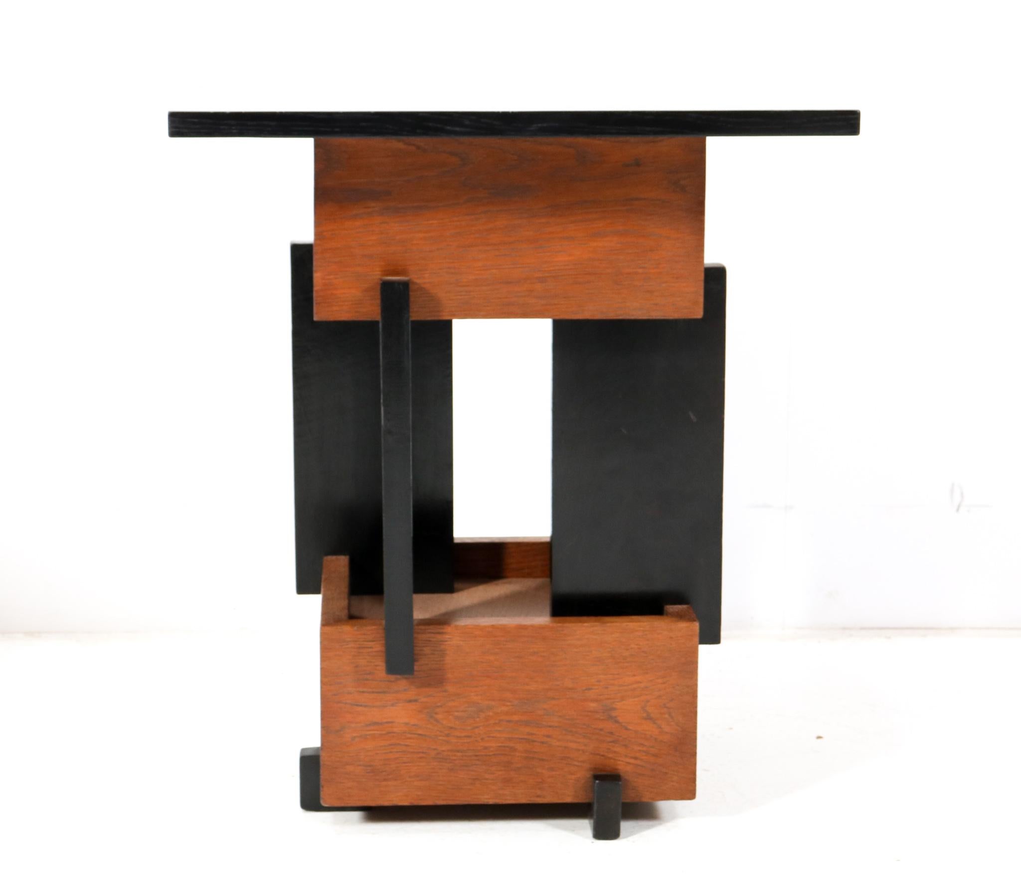 Oak Art Deco Modernist Side Table by Cor Alons, 1930s For Sale 4
