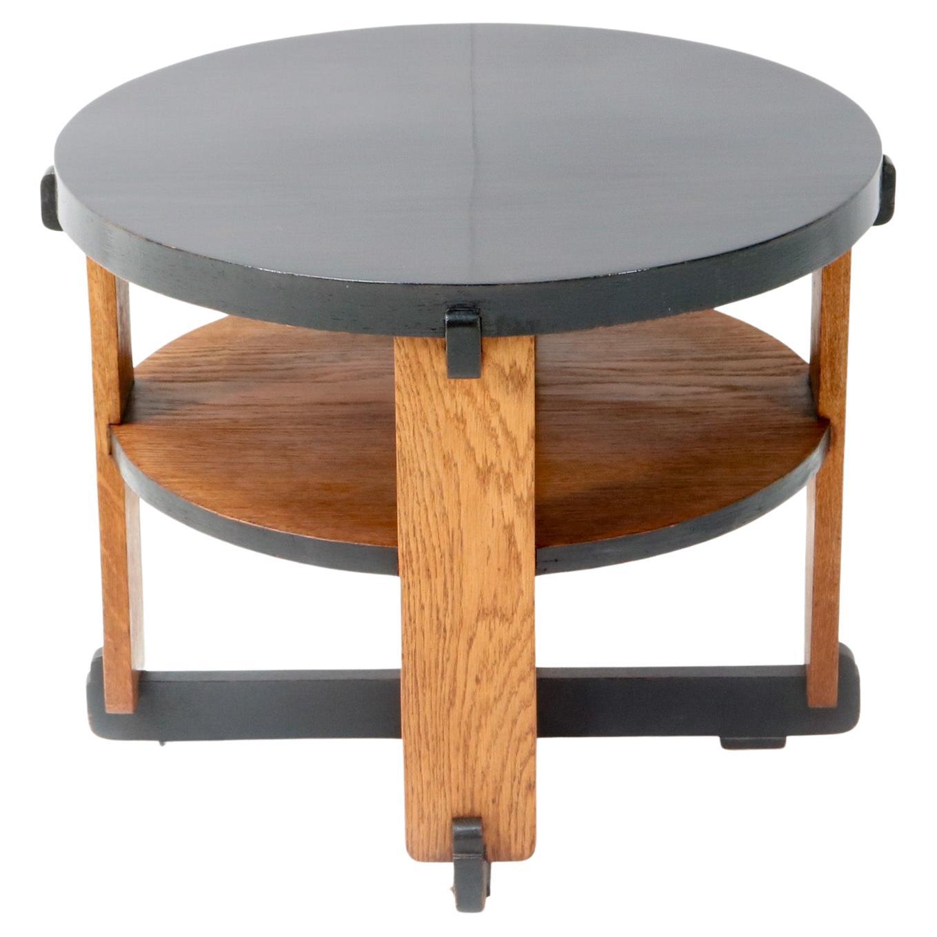 Oak Art Deco Modernist Side Table by Jan Brunott, 1920s For Sale