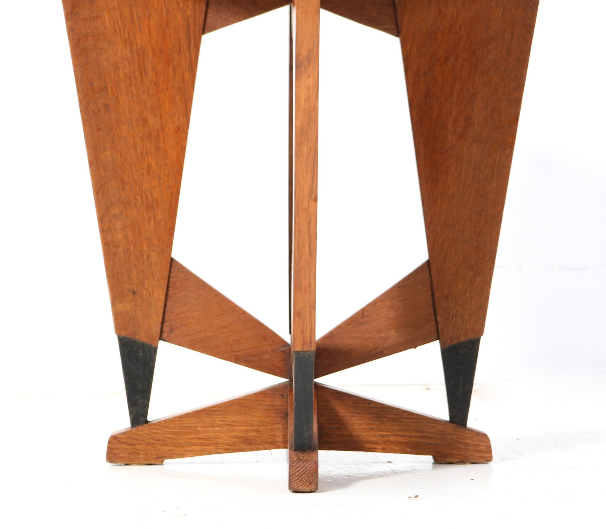 Oak Art Deco Modernist Side Table by P.E.L. Izeren for De Genneper Molen, 1920s 3