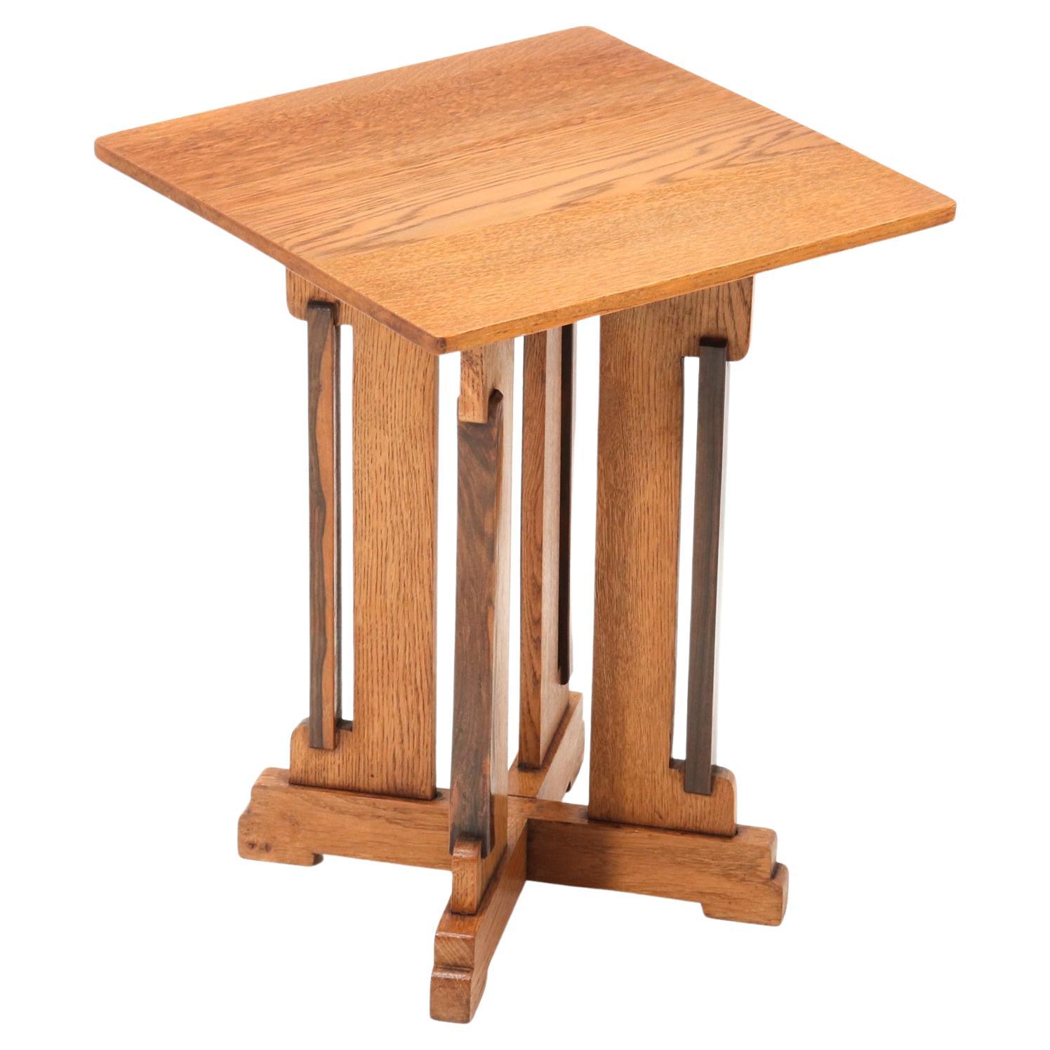 Oak Art Deco Modernist Side Table by P.E.L. Izeren for De Genneper Molen, 1920s For Sale