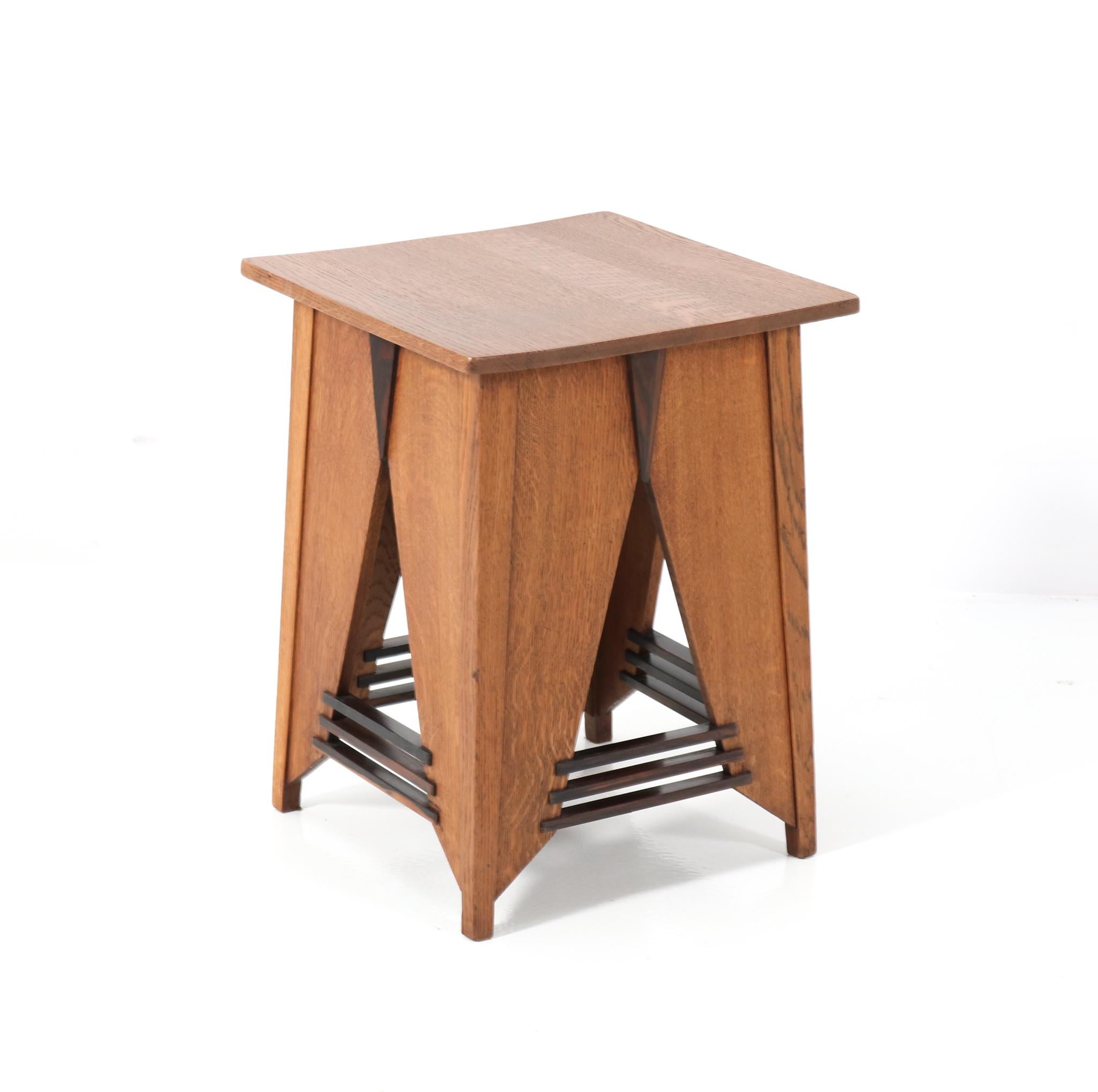 Dutch Oak Art Deco Modernist Side Table by P.E.L. Izeren for Genneper Molen, 1920s For Sale