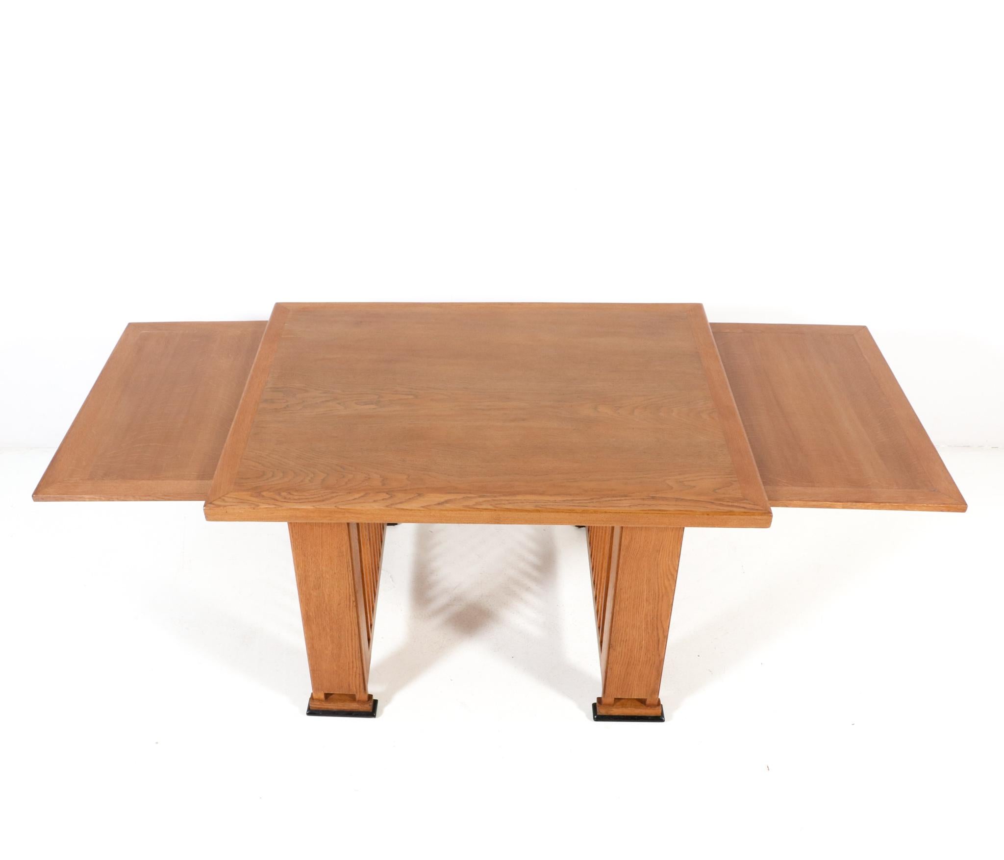Oak Art Deco Modernist Writing Table or Dining Table by Architect Caspers, 1920s For Sale 7