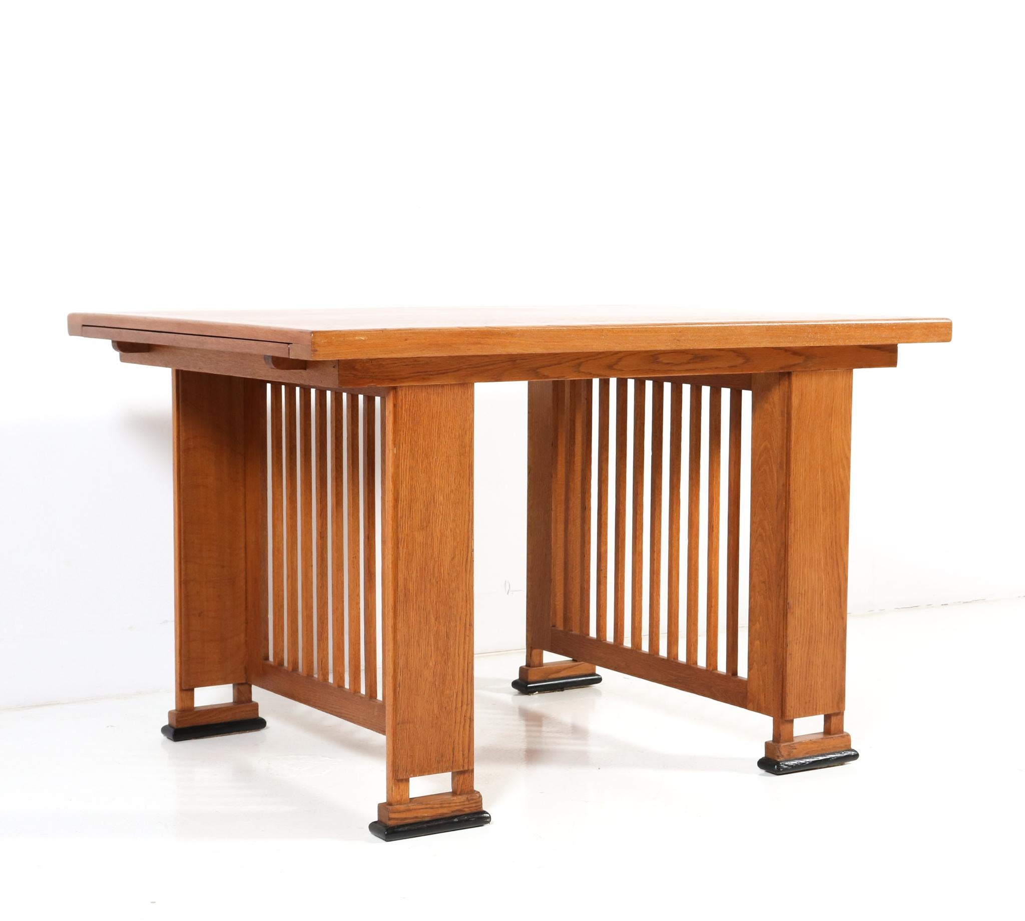 Dutch Oak Art Deco Modernist Writing Table or Dining Table by Architect Caspers, 1920s For Sale