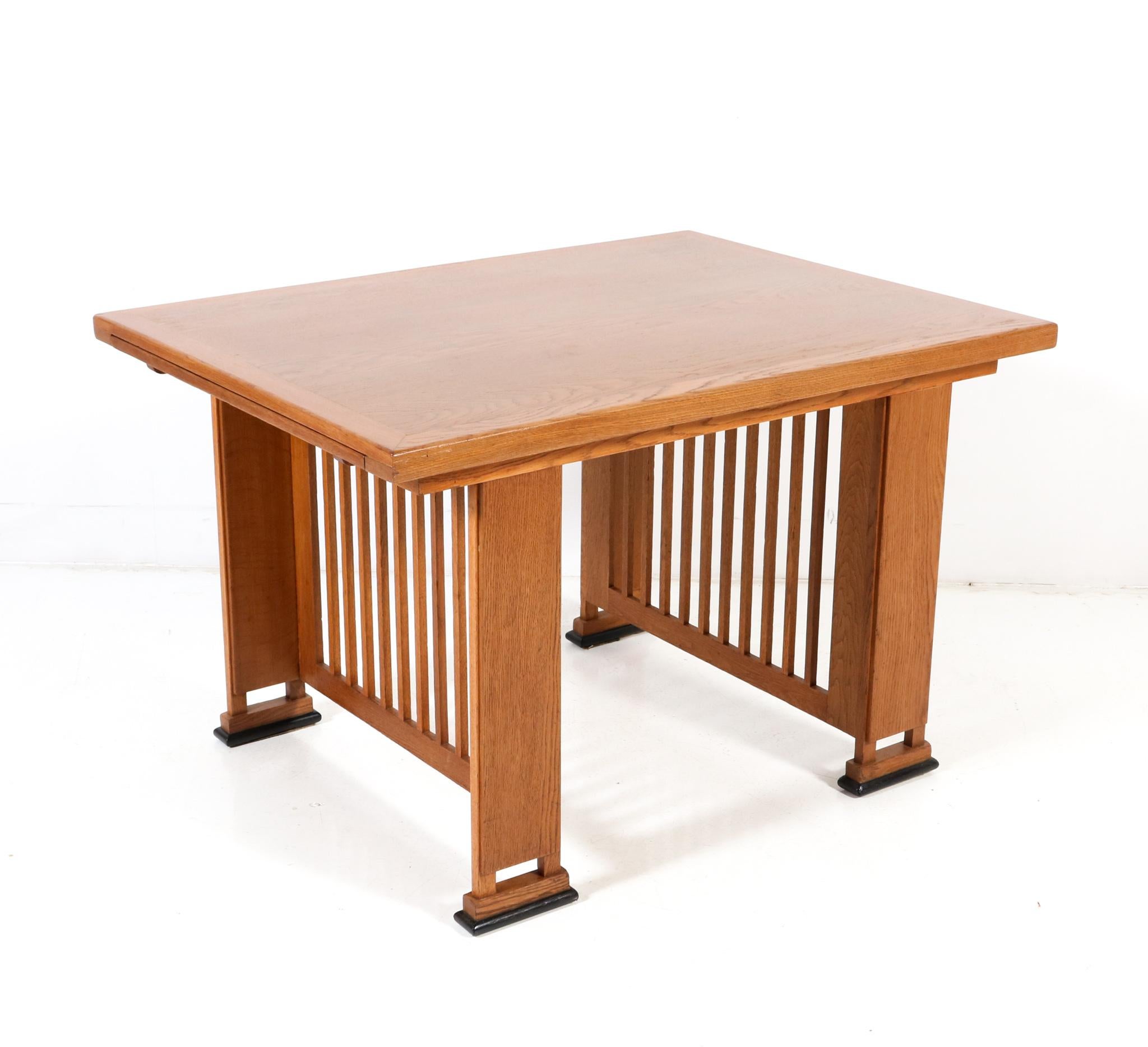 Oak Art Deco Modernist Writing Table or Dining Table by Architect Caspers, 1920s For Sale 3