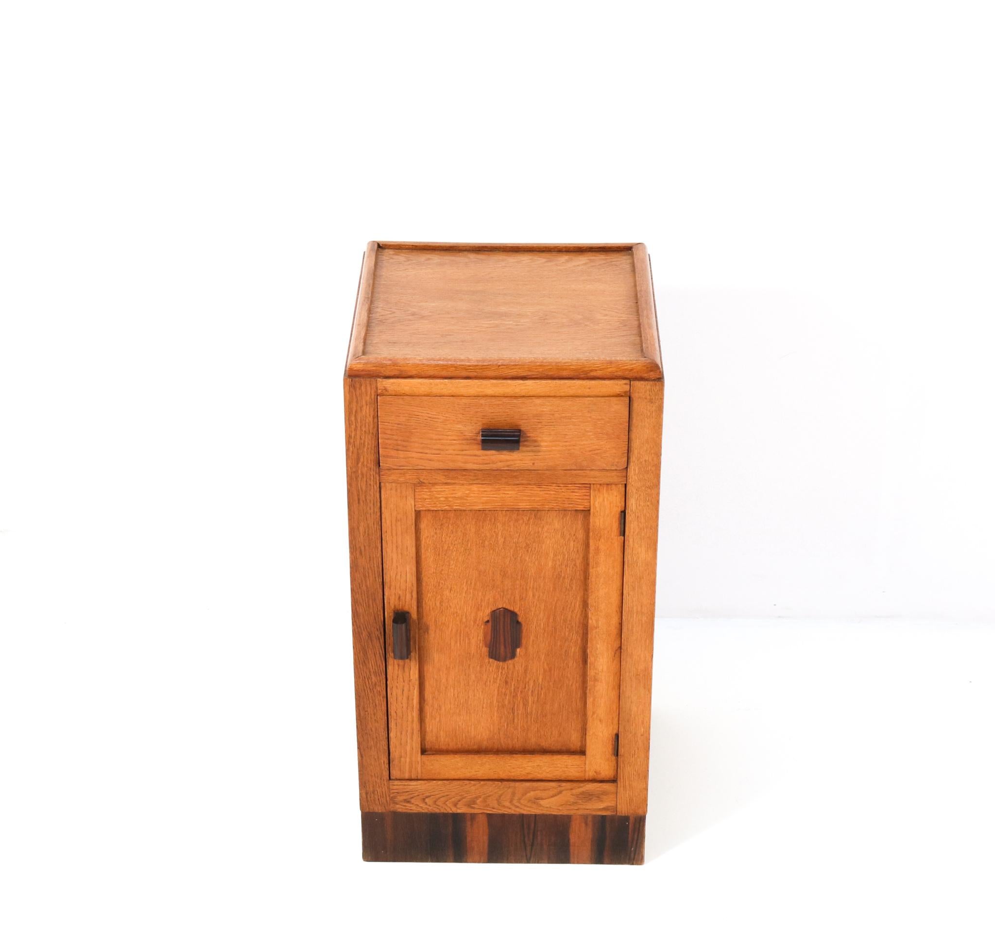 Dutch Oak Art Deco Nightstand, 1920s