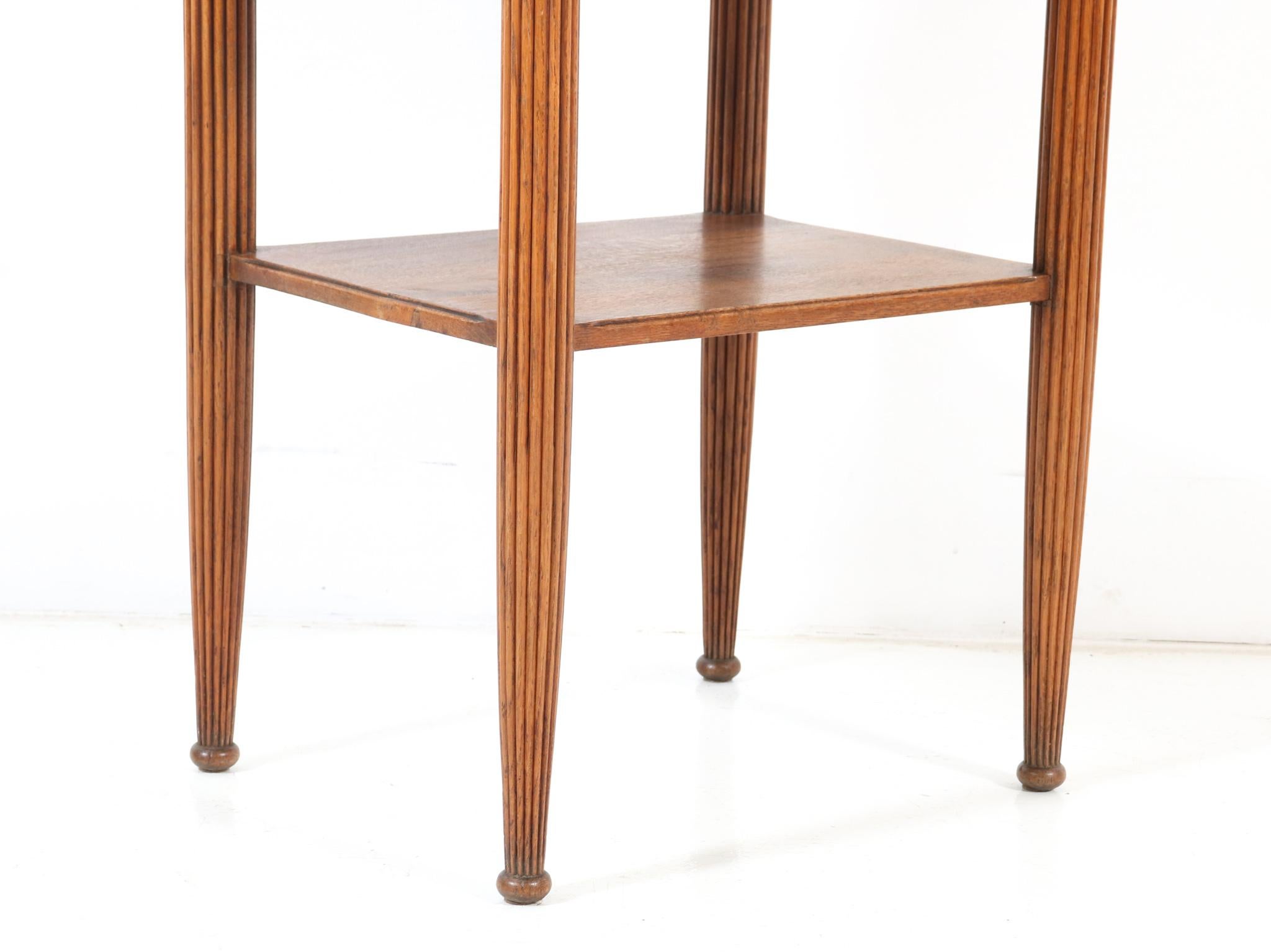 Oak Art Deco Side Table with Marble Top, 1930s For Sale 4