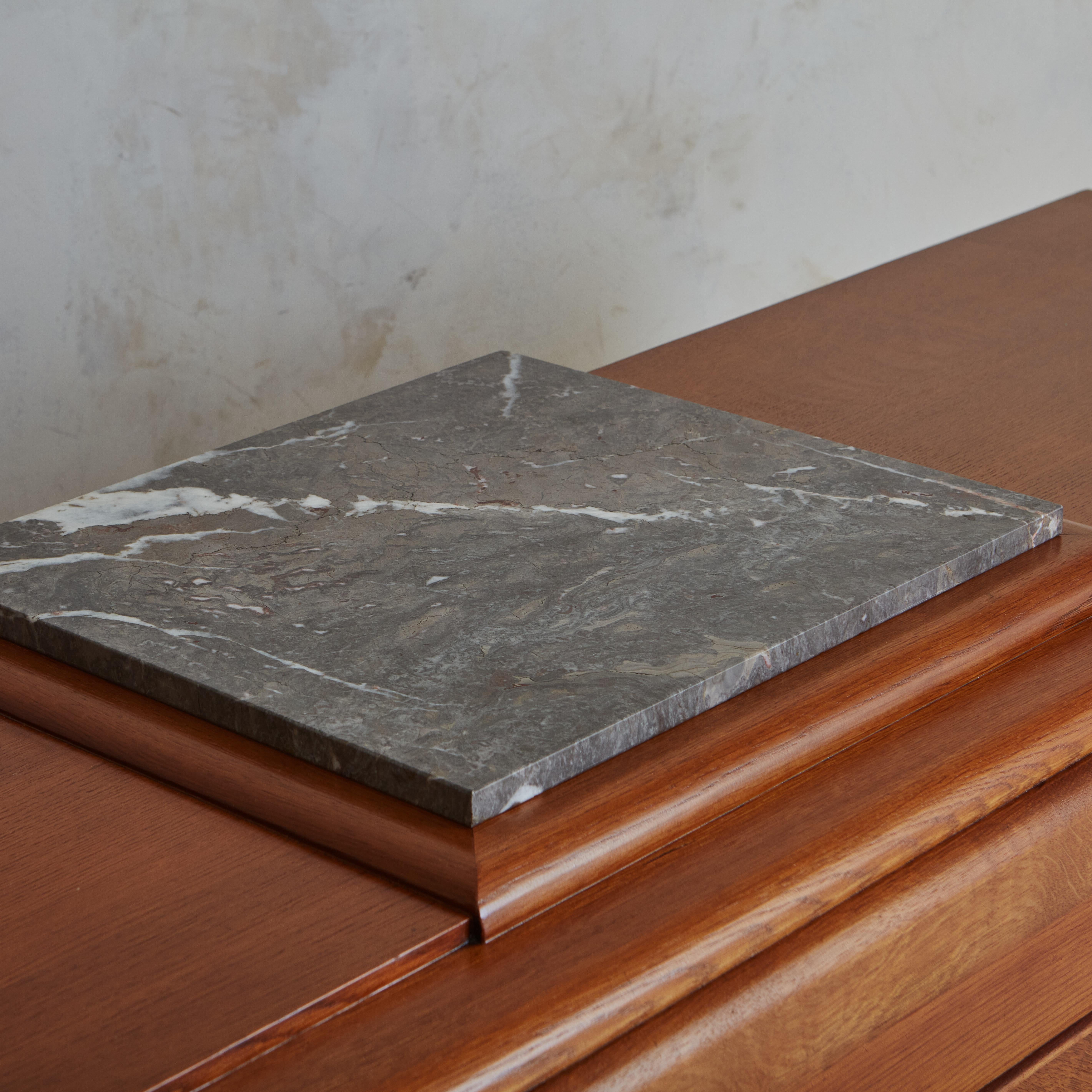  Oak Art-Decò Sideboard with Marble Insert For Sale 11