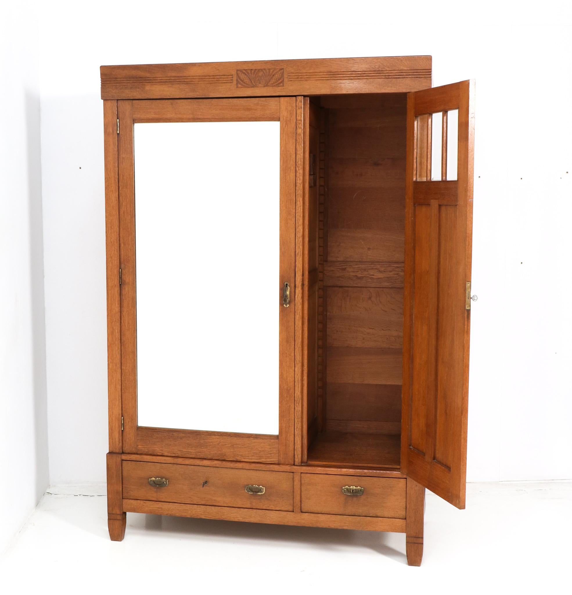 Oak Art Nouveau Armoire or Wardrobe by H. Pander and Zonen, 1900s at 1stDibs
