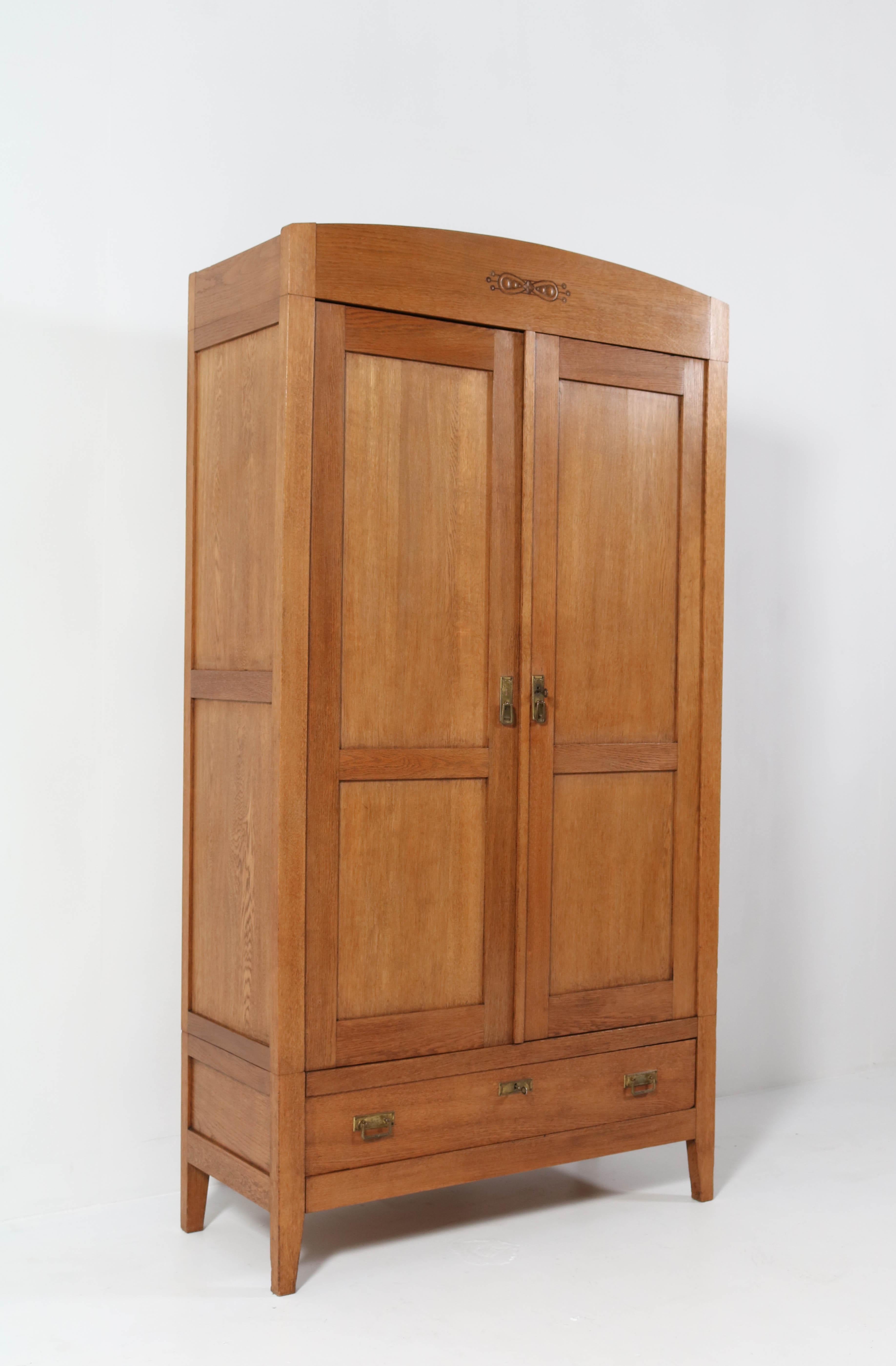 Oak Art Nouveau Arts and Crafts Armoire or Wardrobe, 1900s at 1stDibs