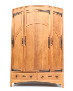 Oak Art Nouveau Arts & Crafts Armoire or Wardrobe by Gustave Serrurier-Bovy