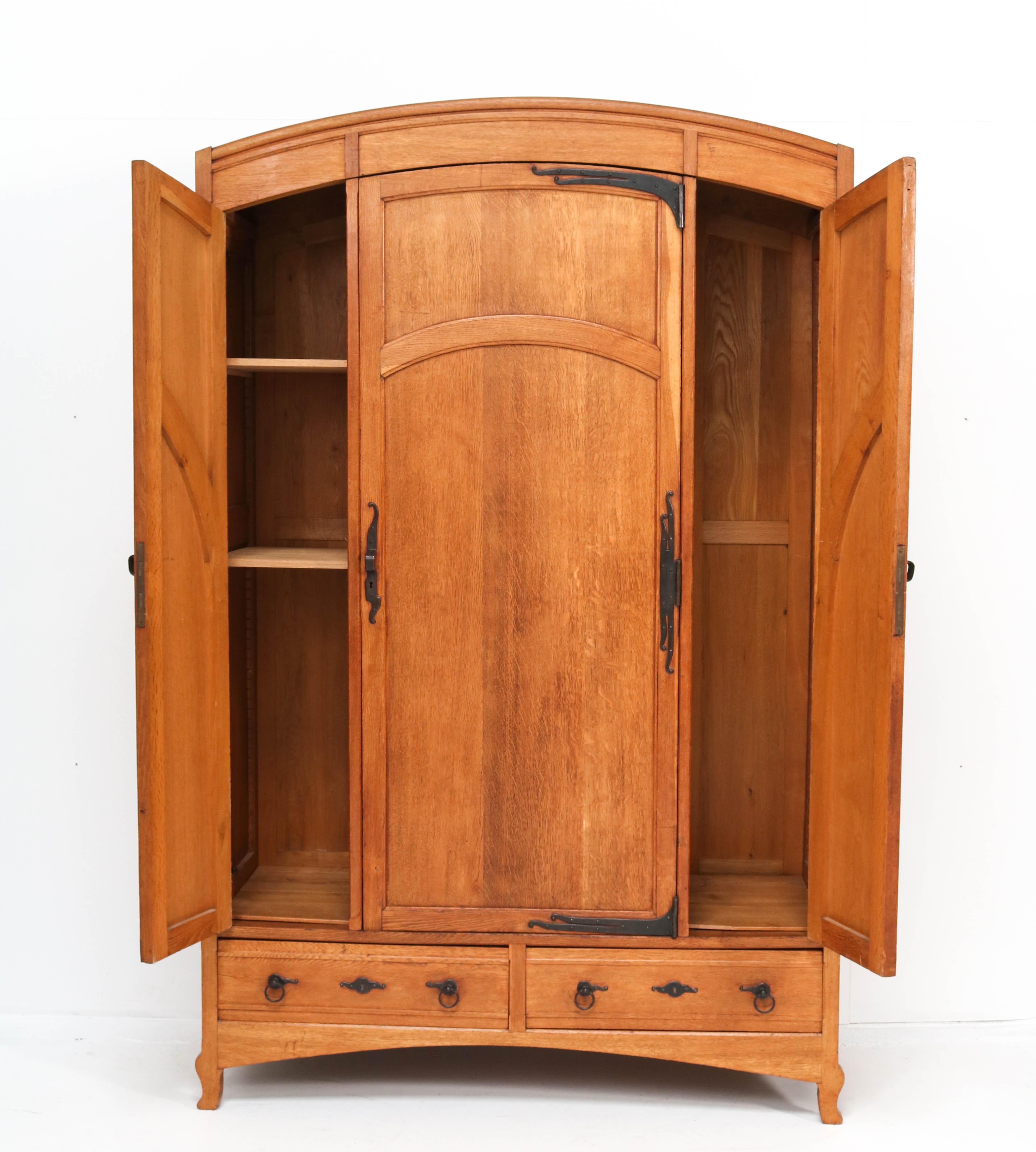 Lacquered Oak Art Nouveau Arts & Crafts Armoire or Wardrobe by Gustave Serrurier-Bovy