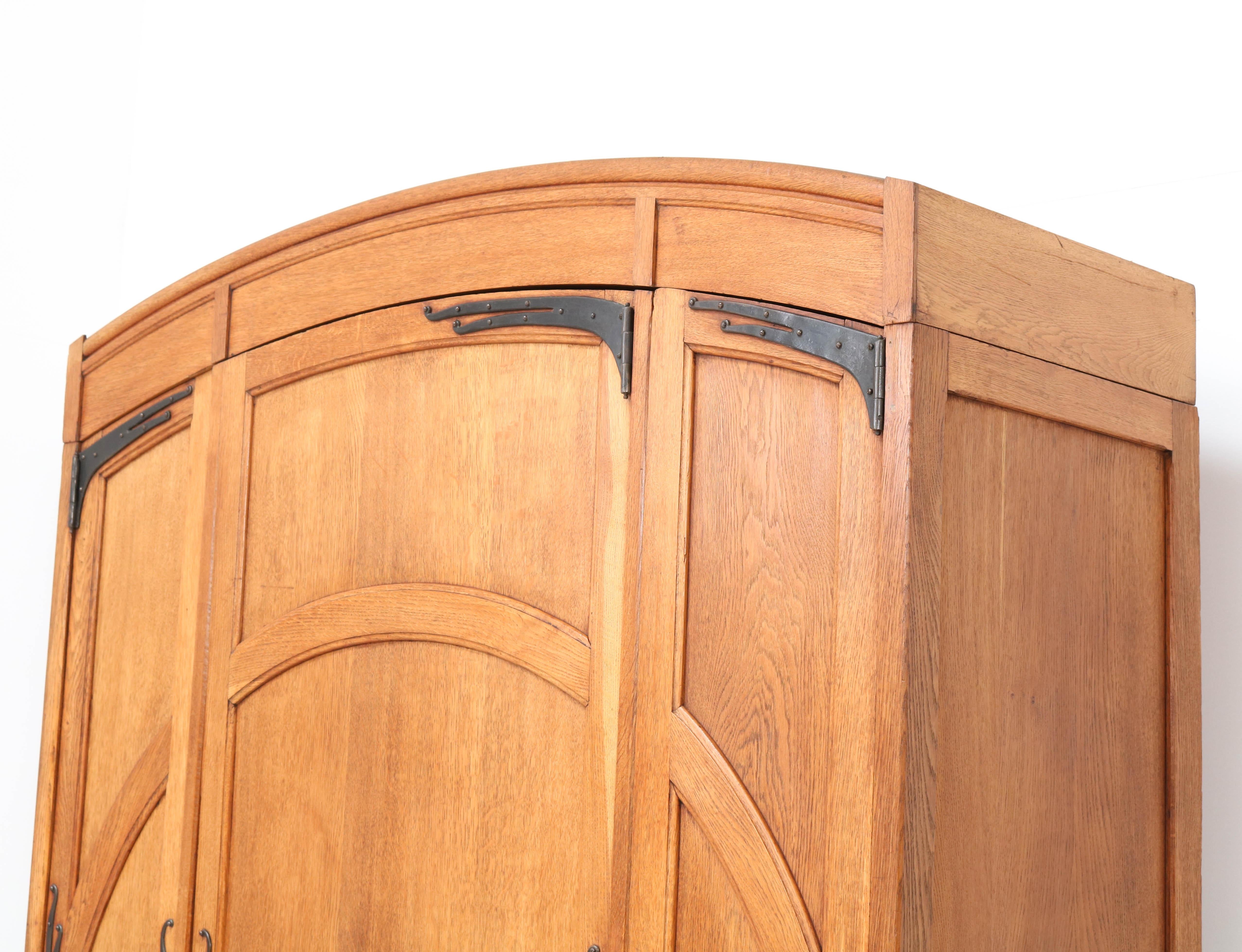 Oak Art Nouveau Arts & Crafts Armoire or Wardrobe by Gustave Serrurier-Bovy 2