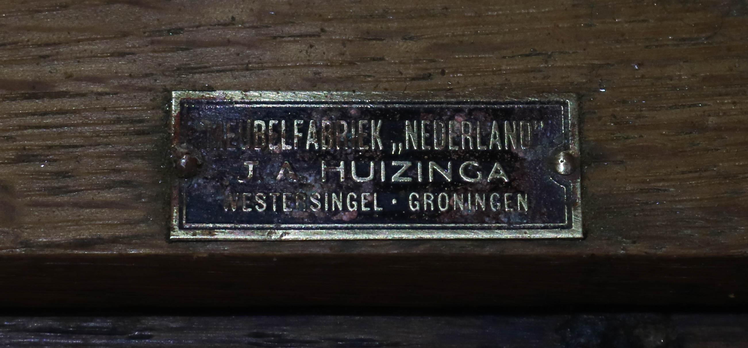 Dutch Oak Art Nouveau Arts & Crafts Bookcase by A.R. Wittop Koning for J.A. Huizinga