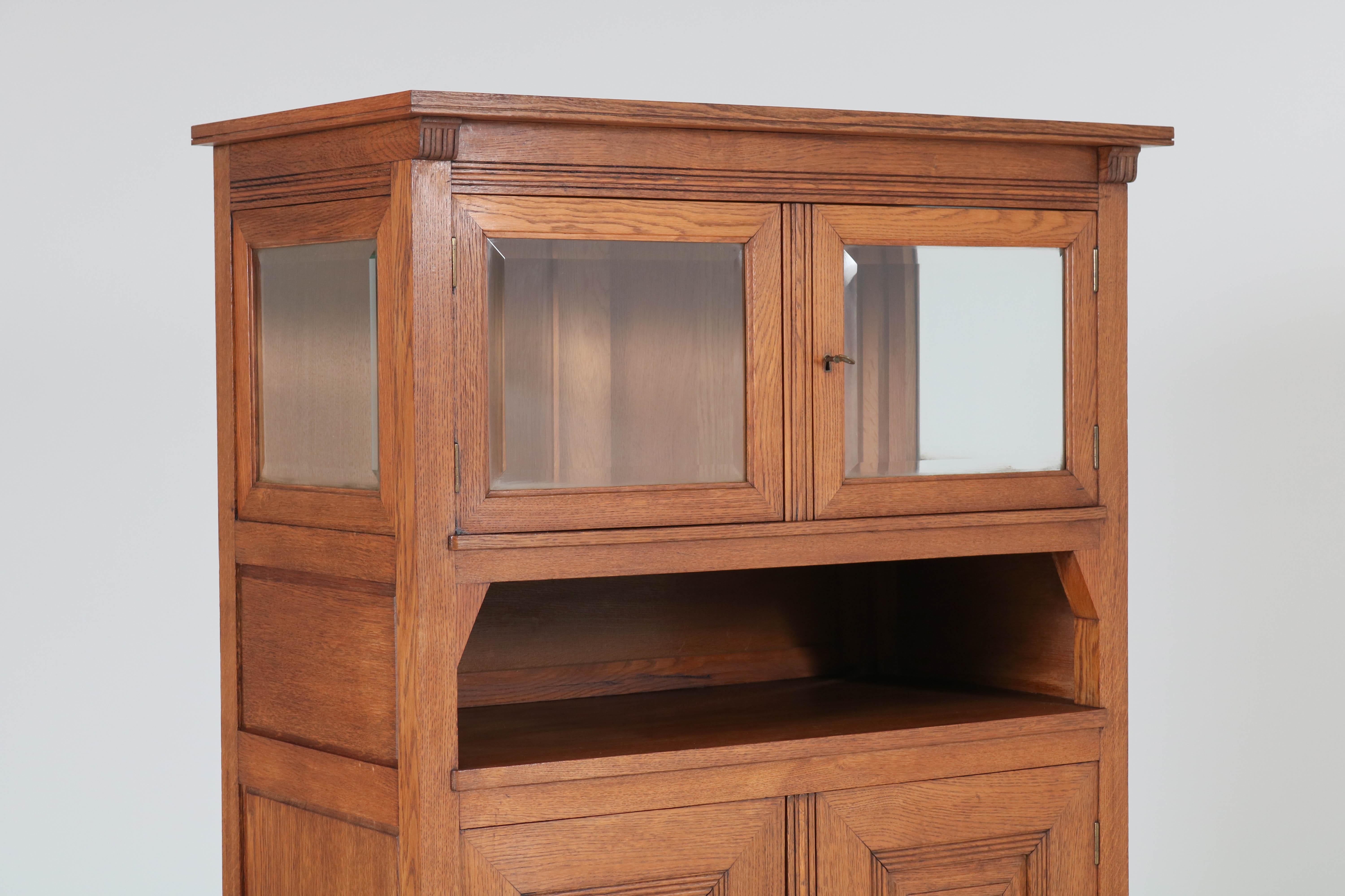 Early 20th Century Oak Art Nouveau Arts & Crafts Bookcase by A.R. Wittop Koning for J.A. Huizinga