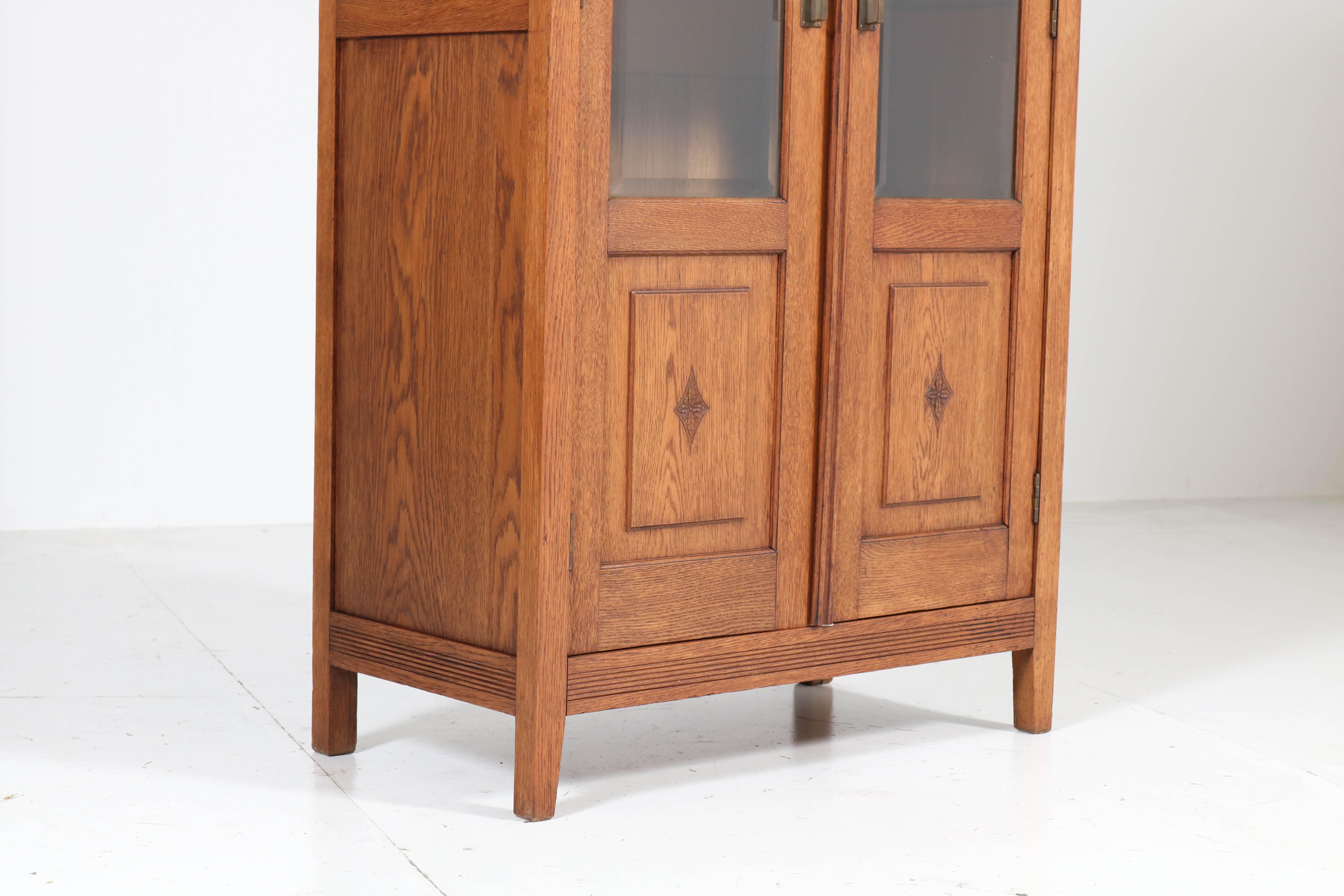 Oak Art Nouveau Arts & Crafts Bookcase with Beveled Glass, 1900s 1