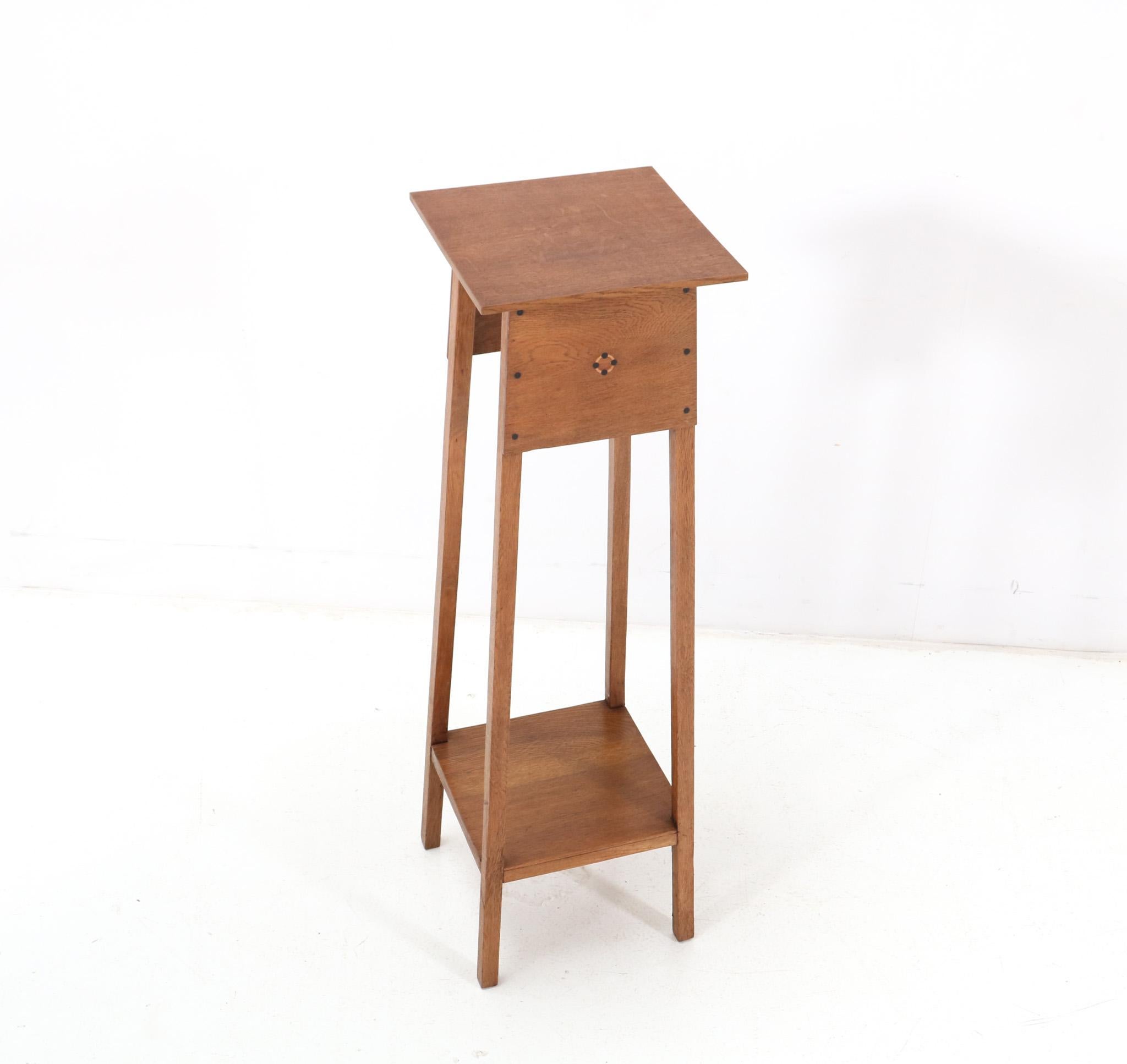 Dutch Oak Art Nouveau Arts & Crafts Pedestal by Jac. van den Bosch, 1900s For Sale