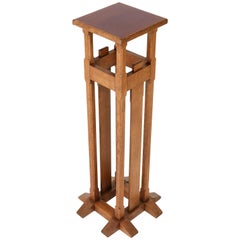 Antique Oak Art Nouveau Arts & Crafts Pedestal in the Style of A. J. Kropholler, 1900s