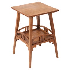 Oak Art Nouveau Arts & Crafts Pedestal Table or Side Table, 1900s