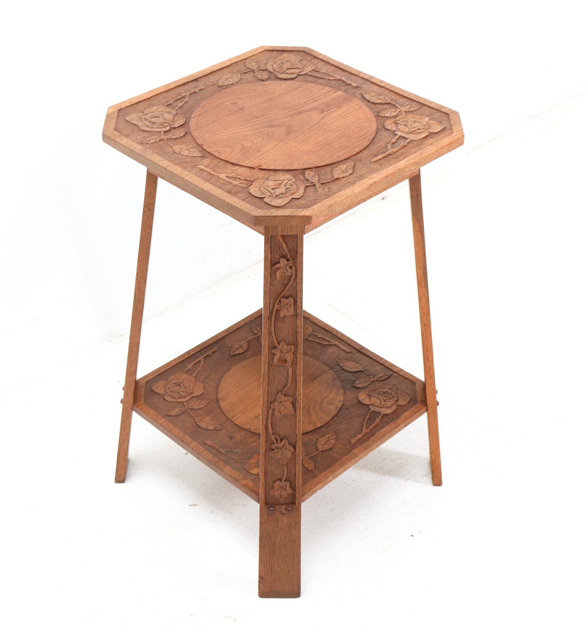Early 20th Century Oak Art Nouveau Arts & Crafts Side Table, 1900s For Sale