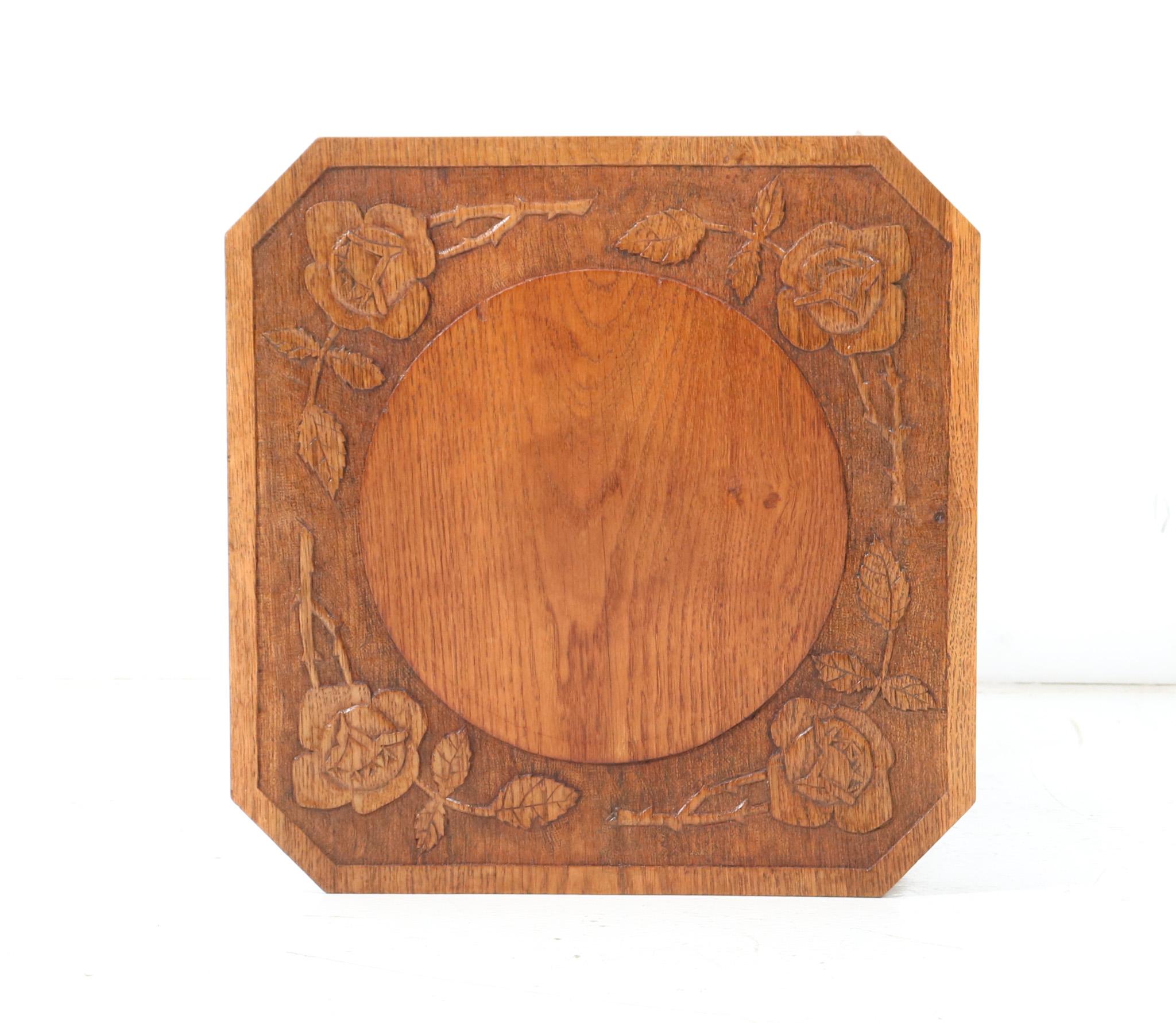 Oak Art Nouveau Arts & Crafts Side Table, 1900s For Sale 3