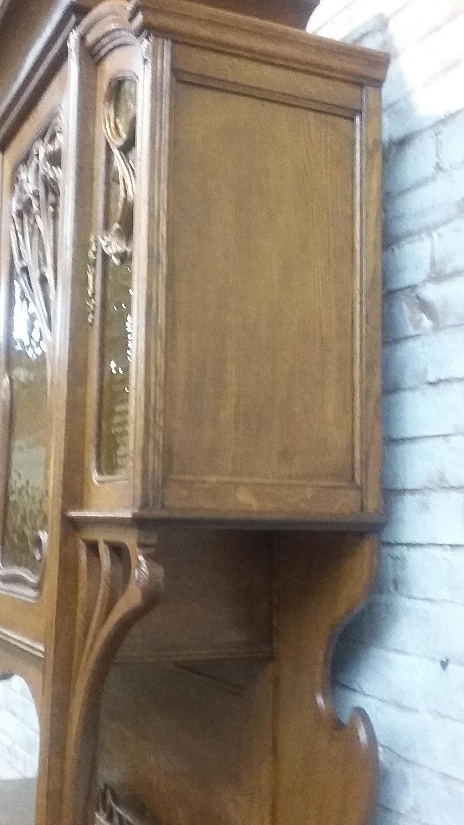 French Oak Art Nouveau 'Breakfront' Cabinet 19th century 1