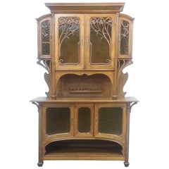 French Oak Art Nouveau 'Breakfront' Cabinet 19th century