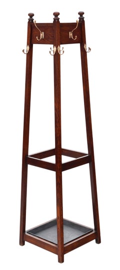 Oak Art Nouveau, Coat, Hat, Stick, Umbrella Stand