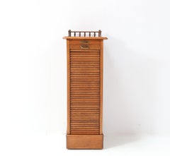 Oak Art Nouveau File Cabinet with Roll Top Door, 1900s