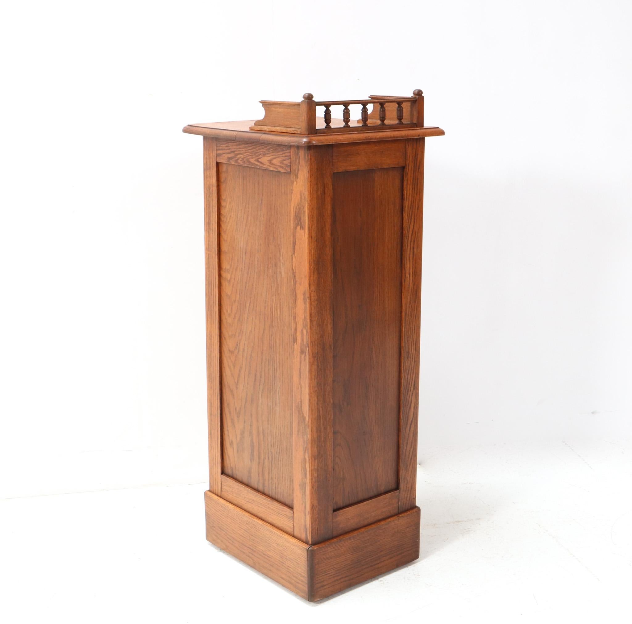 Oak Art Nouveau File Cabinet with Roll Top Door, 1900s For Sale 3