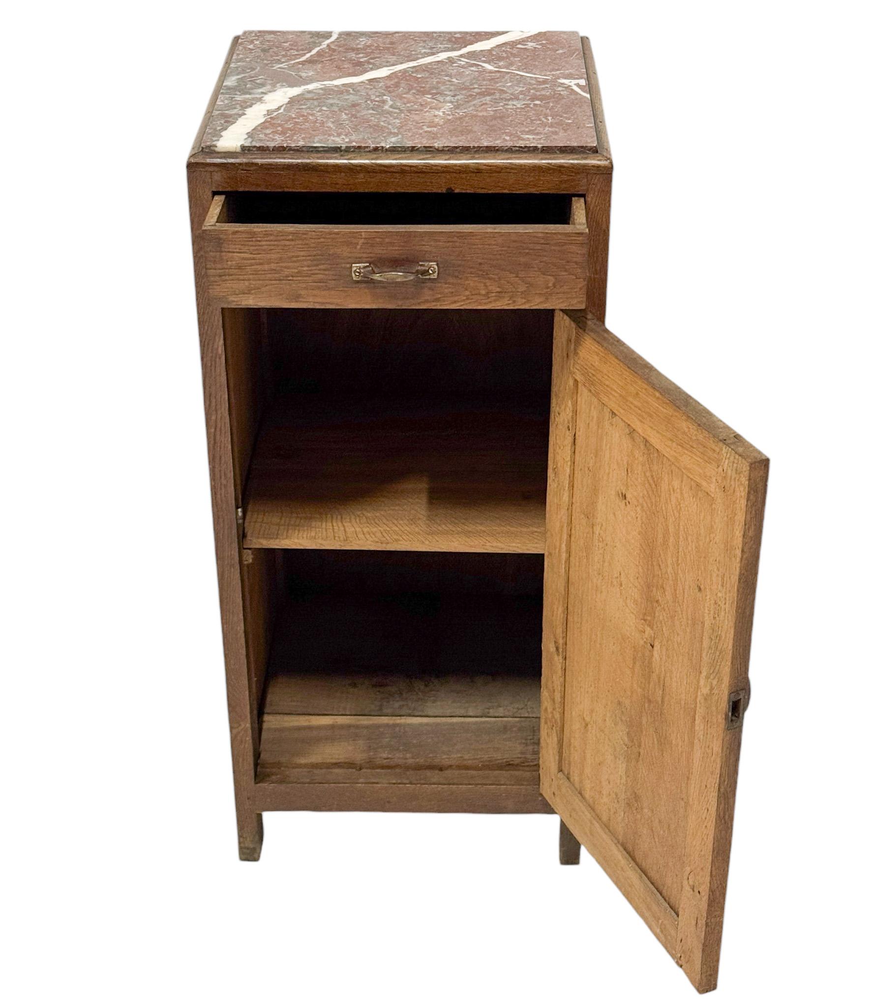 Dutch Oak Art Nouveau Nightstand or Bedside Table, 1900s