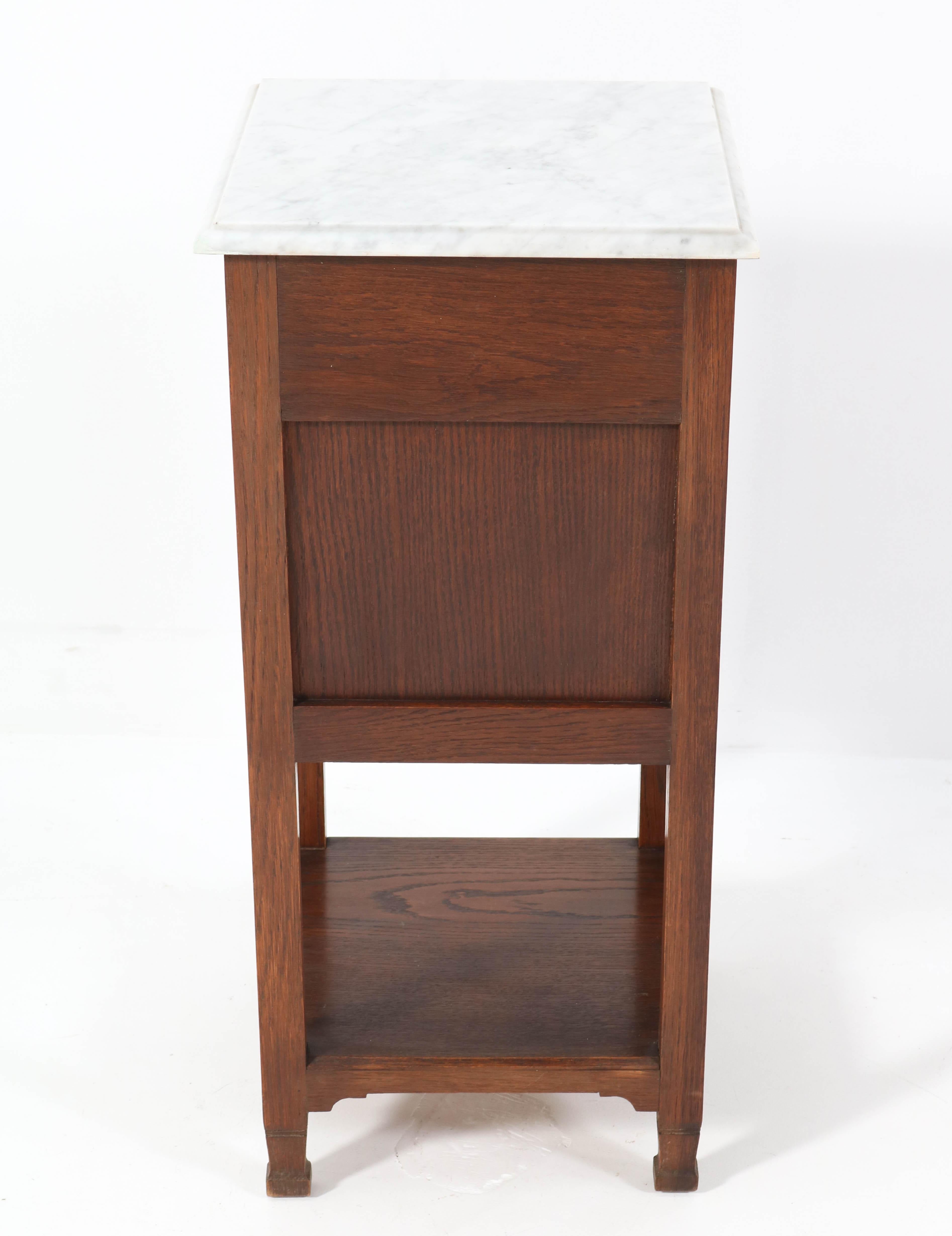 Oak Art Nouveau Nightstand with Marble Top, 1900s 4