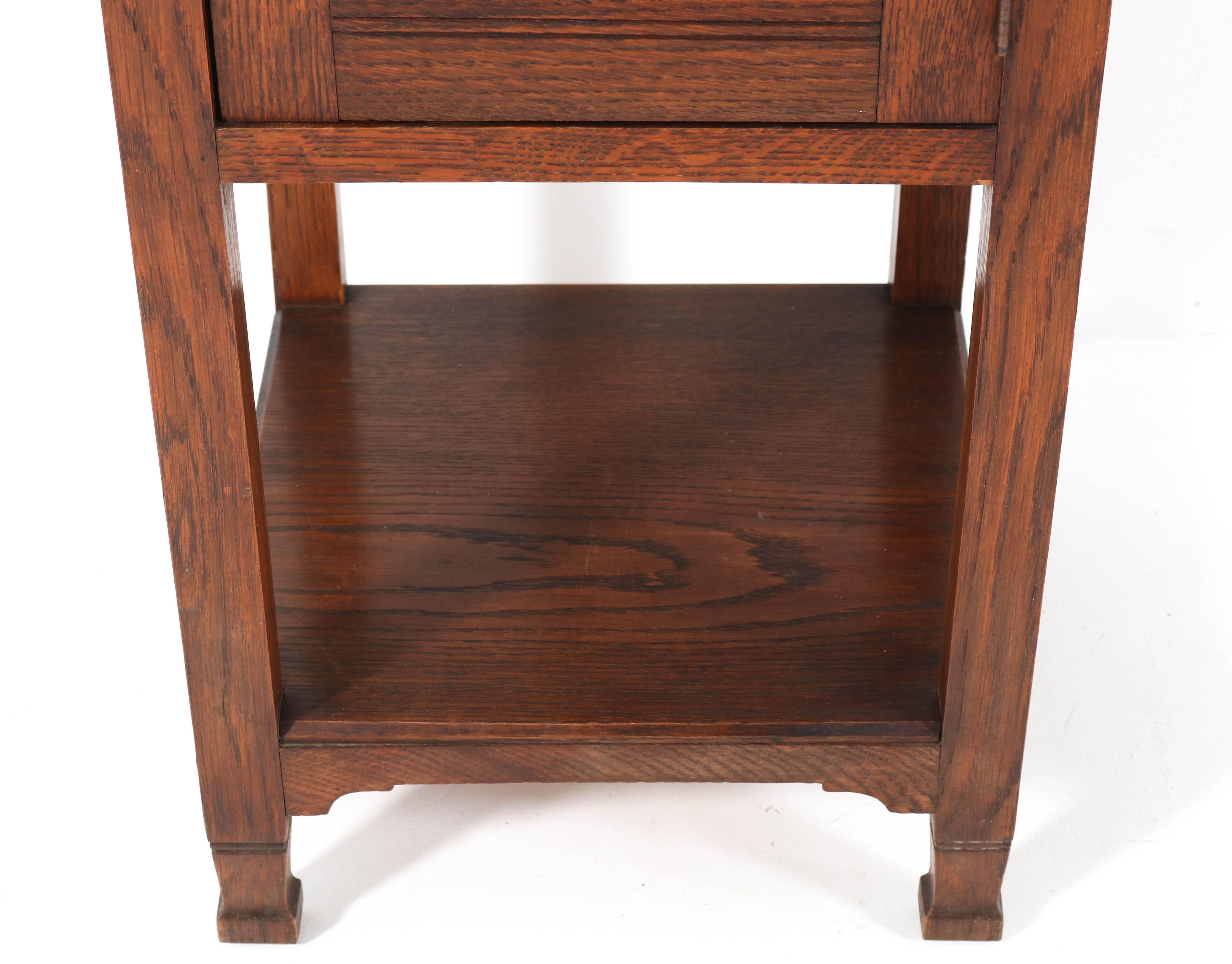 Oak Art Nouveau Nightstand with Marble Top, 1900s 2