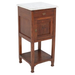 Oak Art Nouveau Nightstand with Marble Top, 1900s
