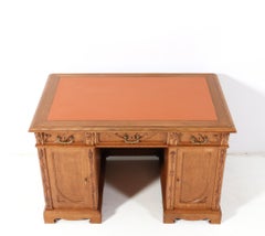 Scrivania a piedistallo Art Nouveau in Oak di J.J. Terburg & Zoon Arnhem, 1900