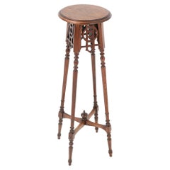 Tavolo con piedistallo o portapiante in Oak Art Nouveau, 1900