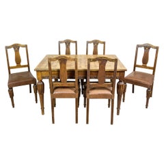 Oak Art Nouveau Table with Chairs, Circa 1910-1920