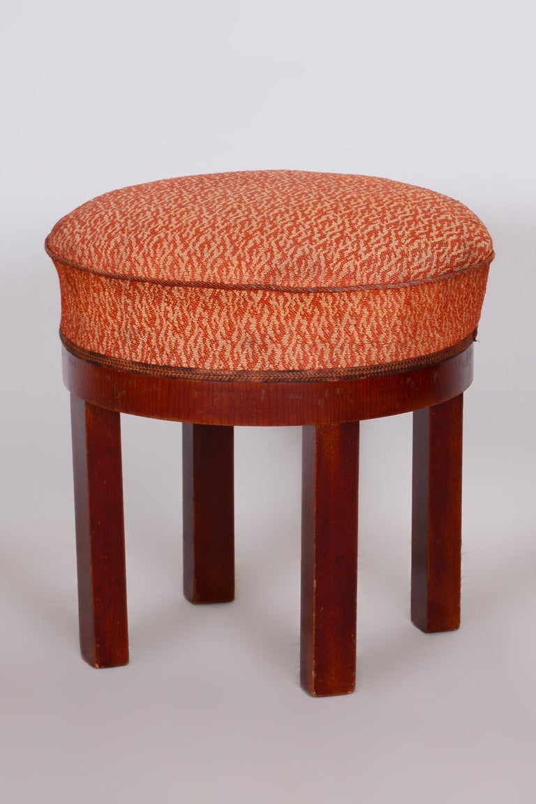Oak Artdeco Foot Stool Made in´30s Czechia, Original Upholstery ...