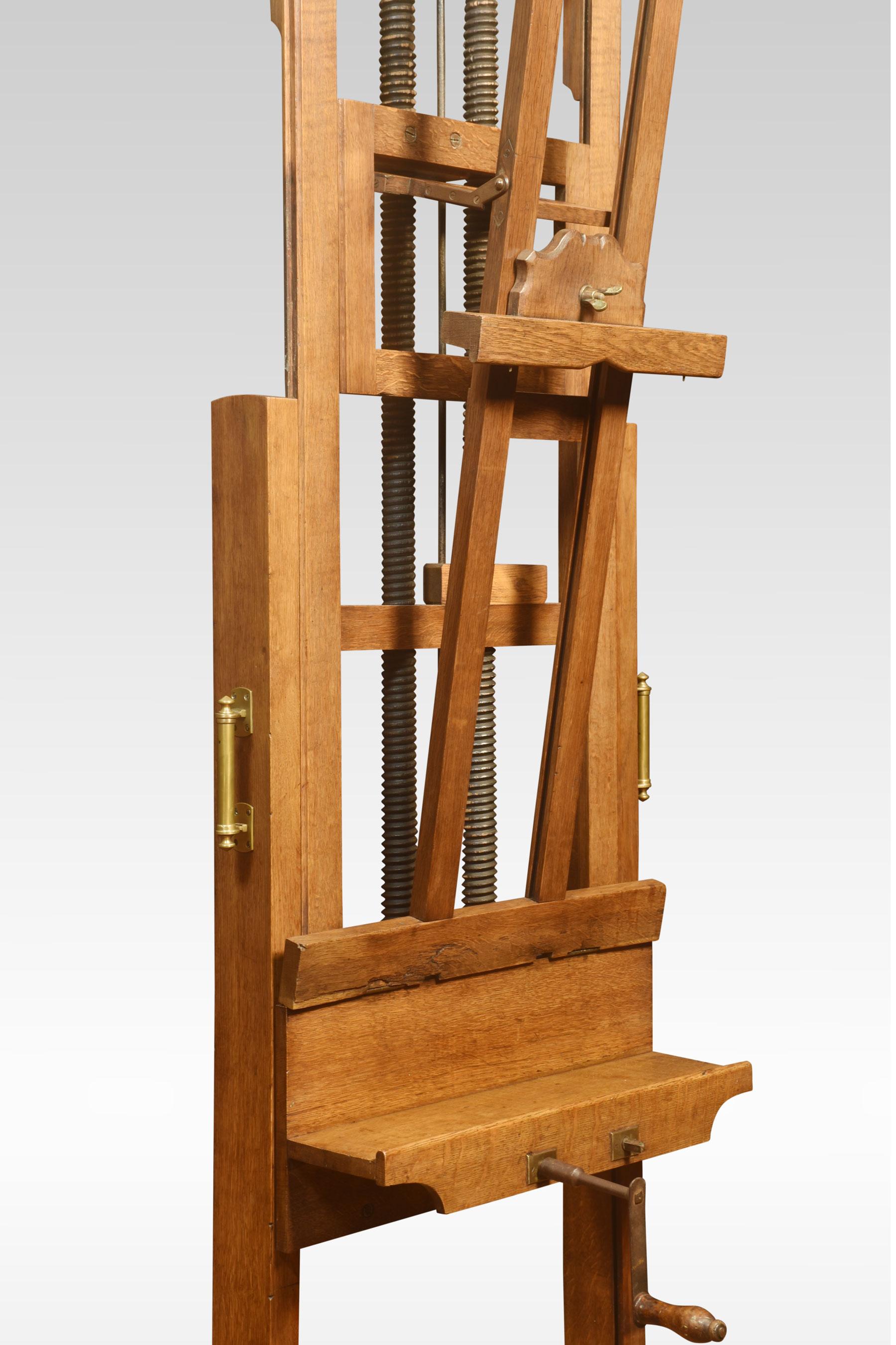 Oak Artist’s Fully Adjustable Studio Easel In Good Condition For Sale In Cheshire, GB