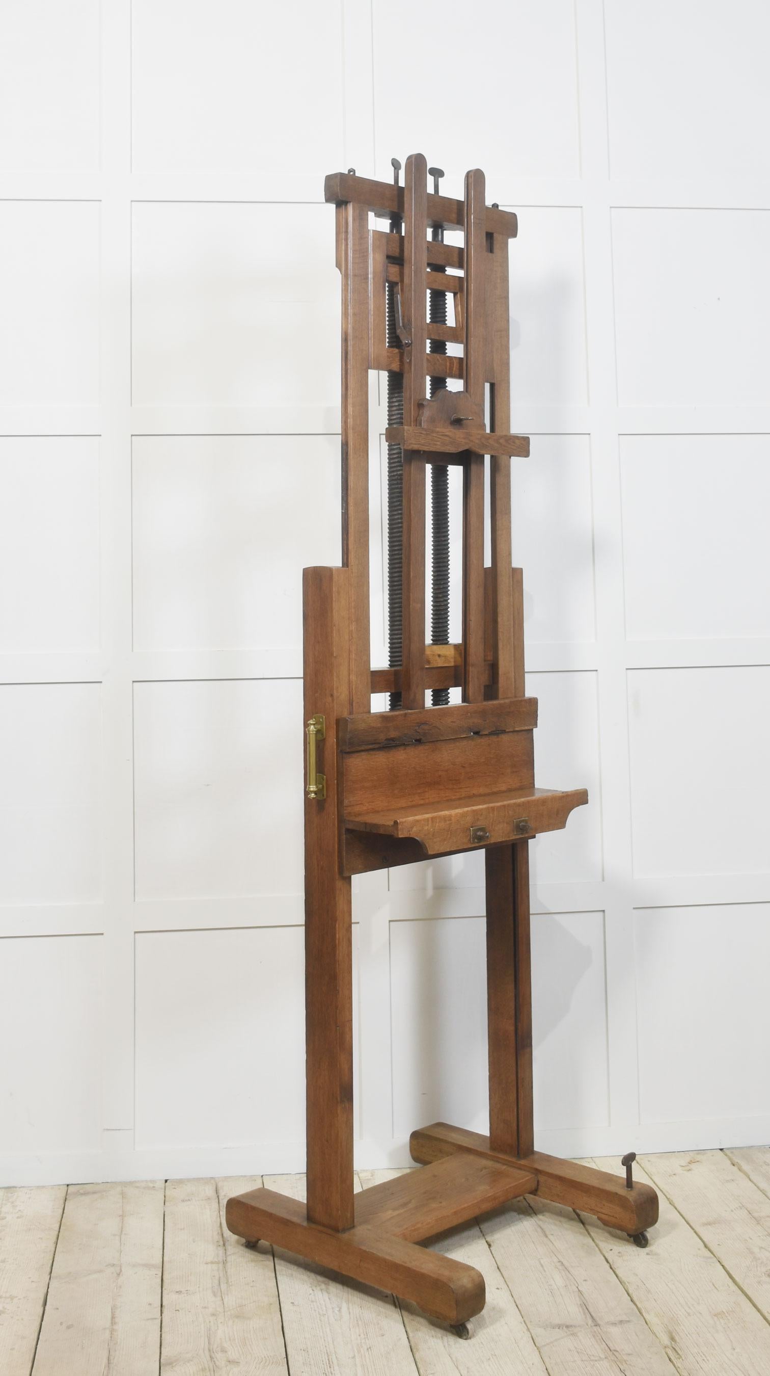 19th Century Oak artist’s fully adjustable studio easel
