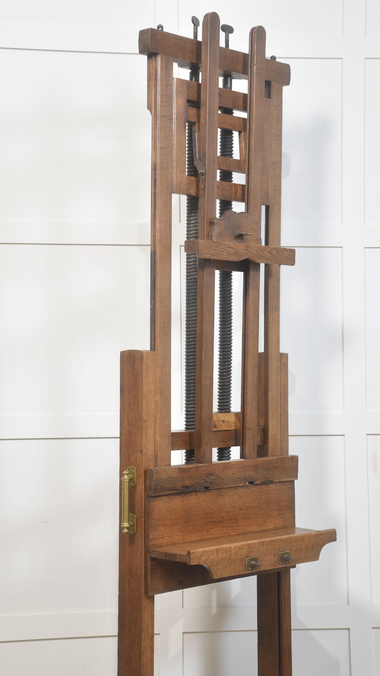 Oak artist’s fully adjustable studio easel 1