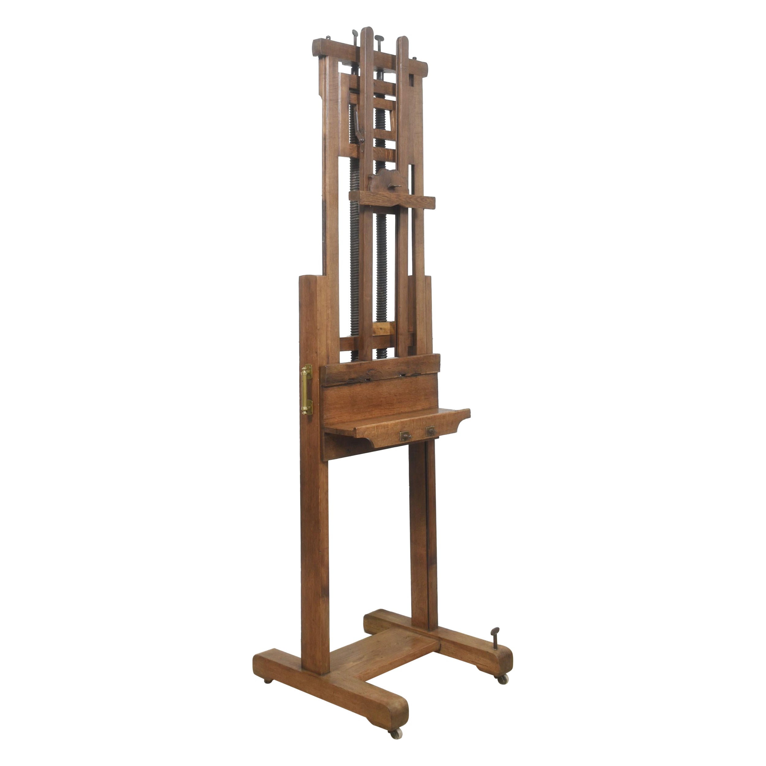 Oak artist’s fully adjustable studio easel
