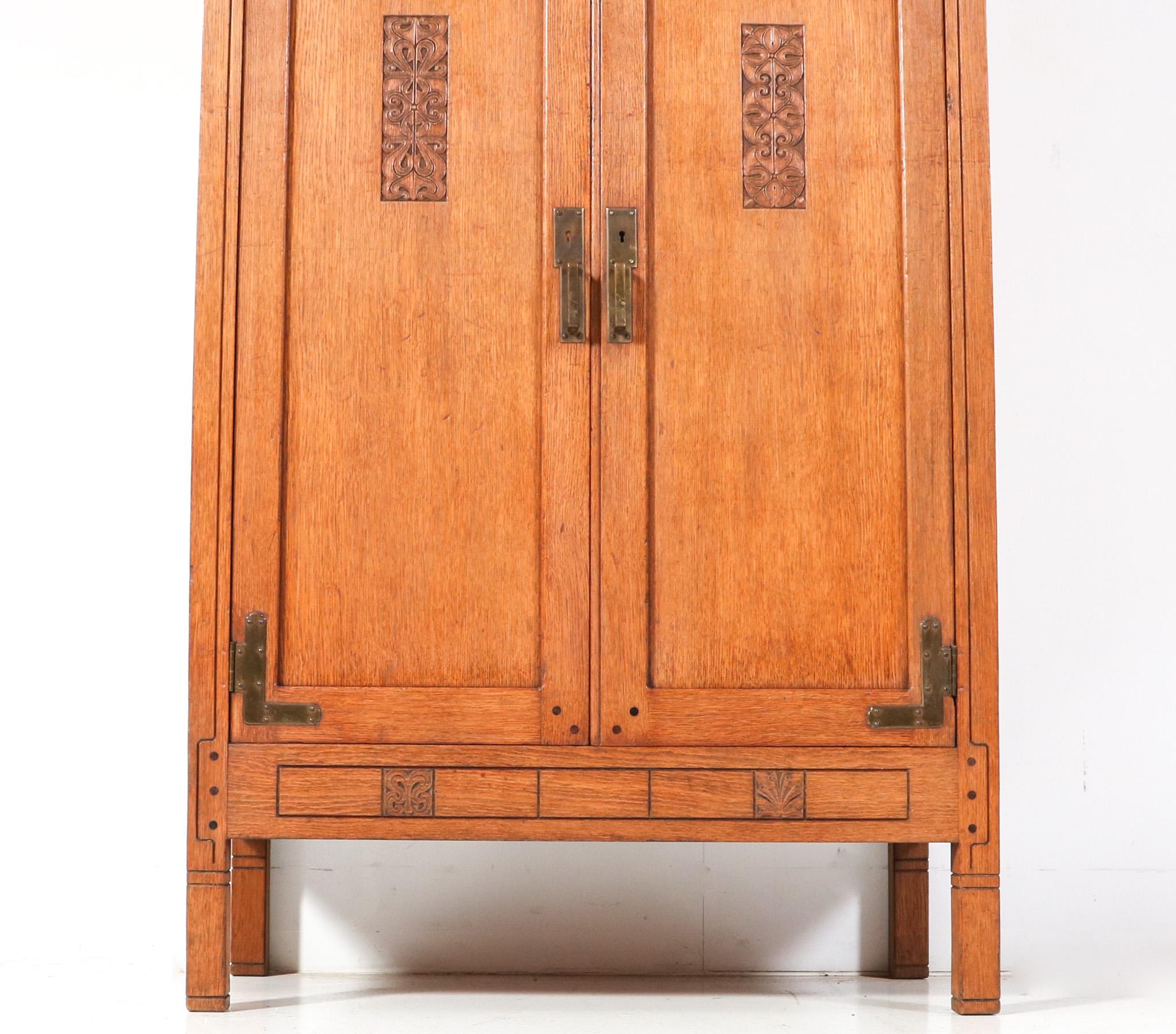 Arts and Crafts Oak Arts & Crafts Armoire by Willem Penaat for Fa. Haag & Zn  Amsterdam, 1897 For Sale