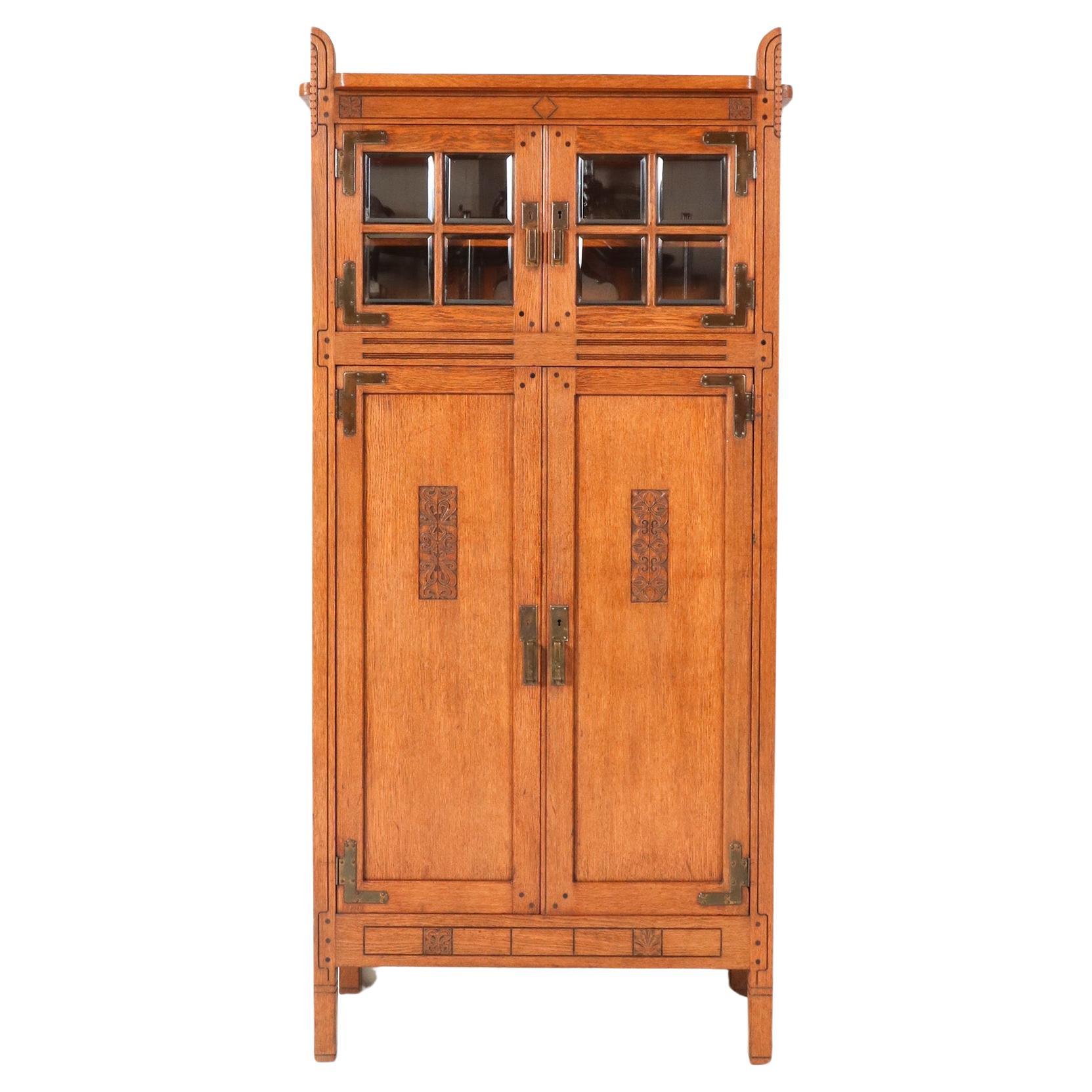 Oak Arts & Crafts Armoire by Willem Penaat for Fa. Haag & Zn  Amsterdam, 1897 For Sale