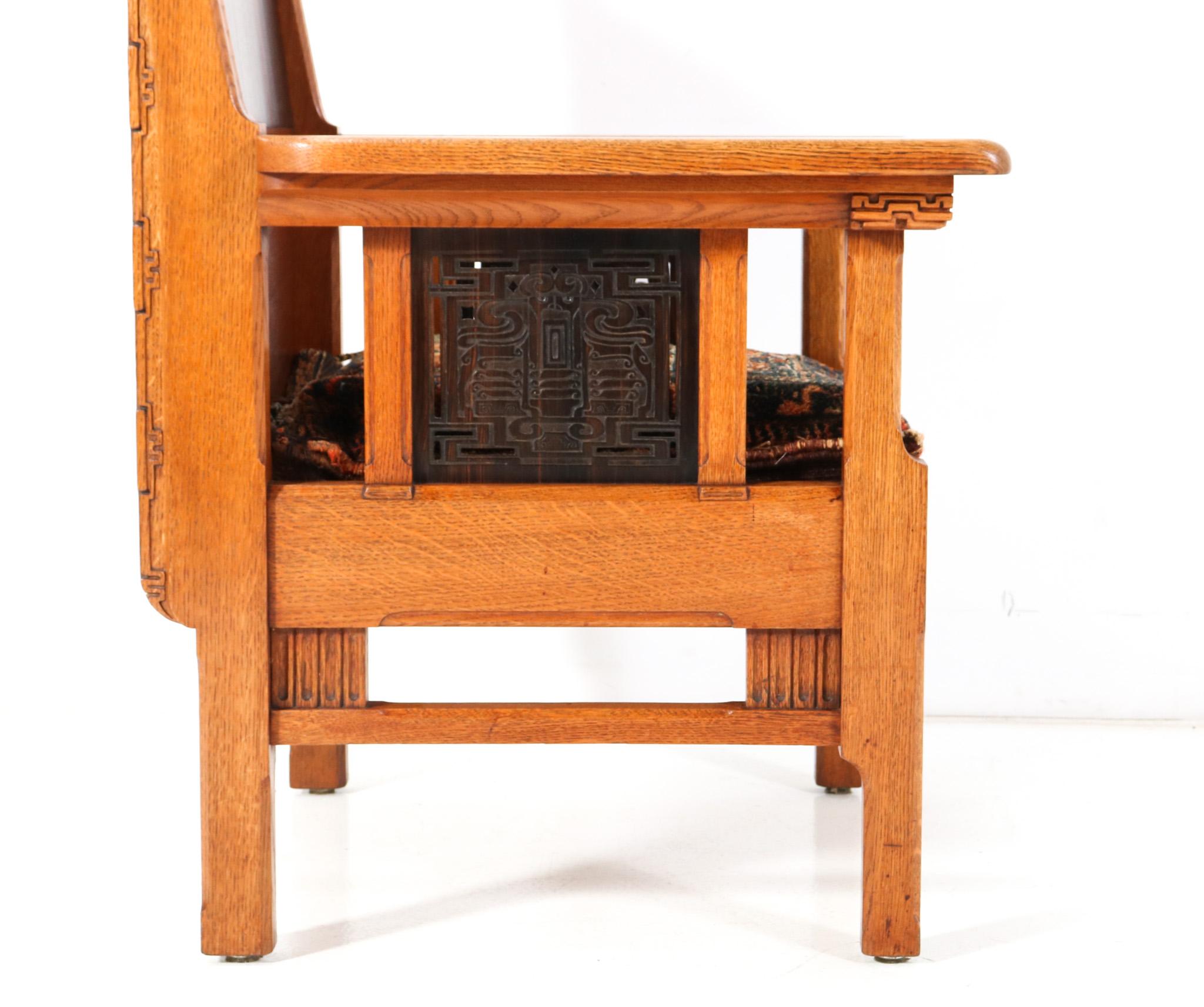 Oak Arts & Crafts Art Nouveau Armchair Attributed to Carel Adolph Lion Cachet For Sale 3