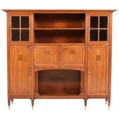 Oak Arts & Crafts Art Nouveau Bookcase with Beveled Glass, 1900s