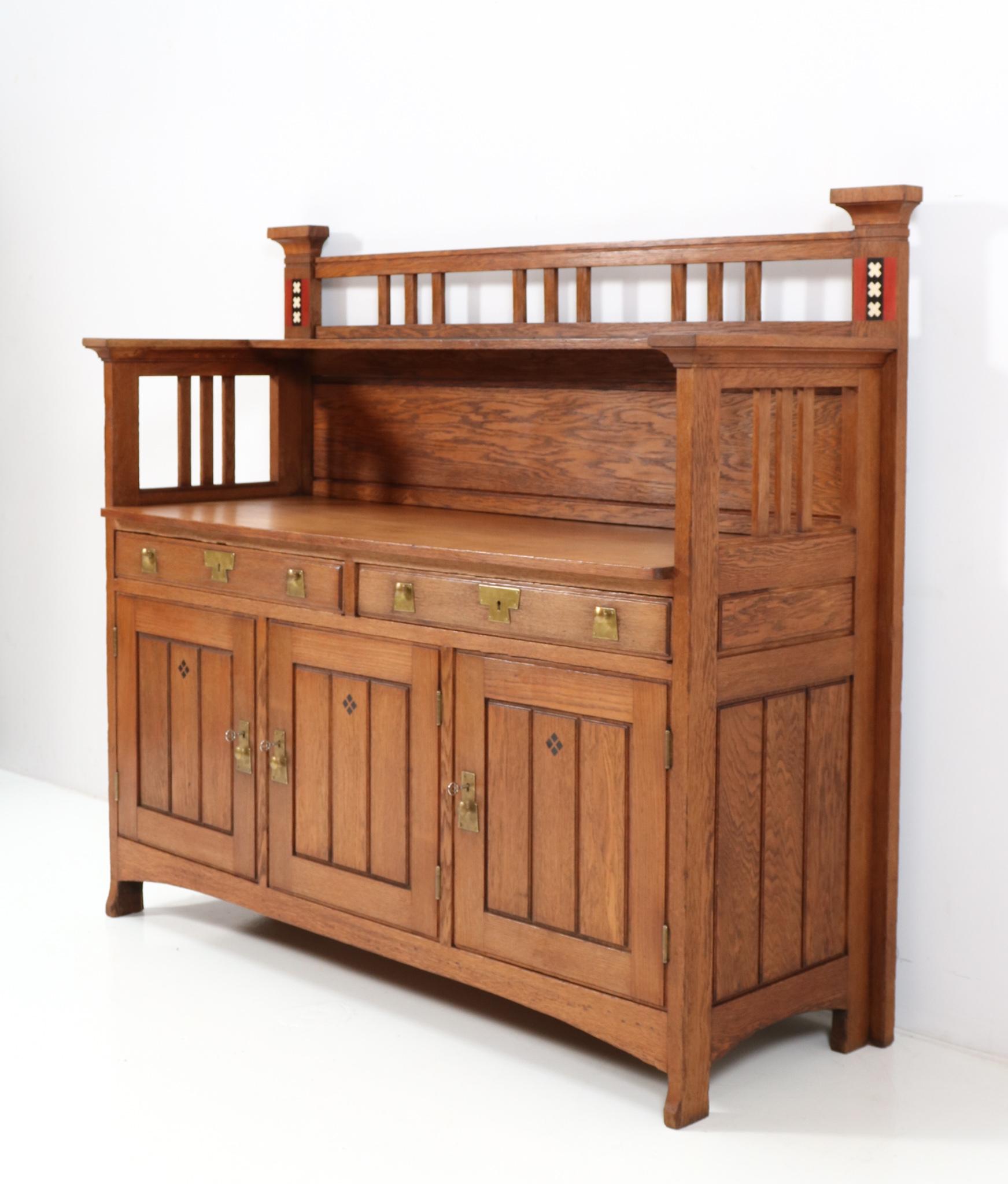 Arts and Crafts Oak Arts & Crafts Art Nouveau Buffet or Cupboard by H.F. Jansen & Zonen, 1900s For Sale