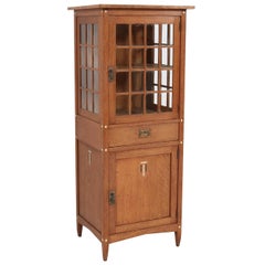 Oak Arts & Crafts Art Nouveau China Cabinet with Inlay, 1900s