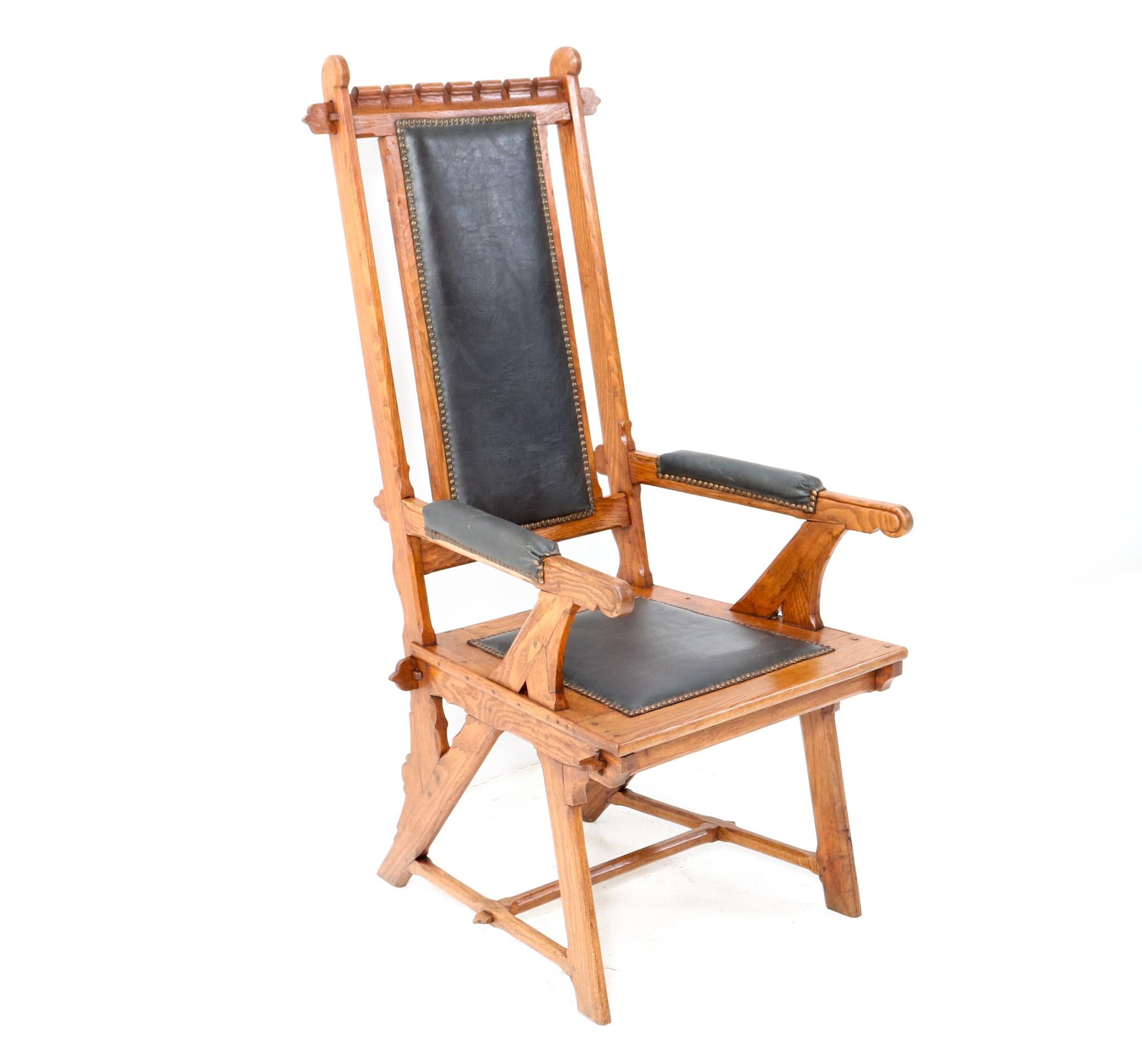 Arts and Crafts Oak Arts & Crafts Art Nouveau High Back Armchair by H.P. Berlage, 1900s For Sale
