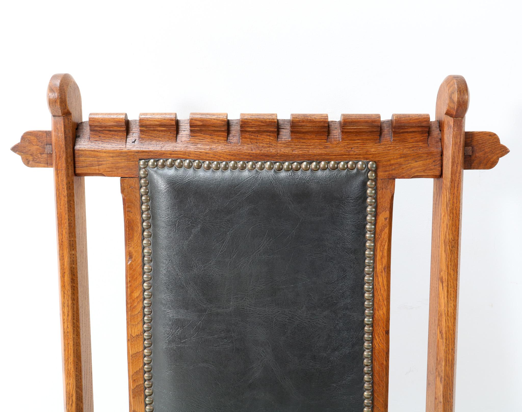 Oak Arts & Crafts Art Nouveau High Back Armchair by H.P. Berlage, 1900s For Sale 1