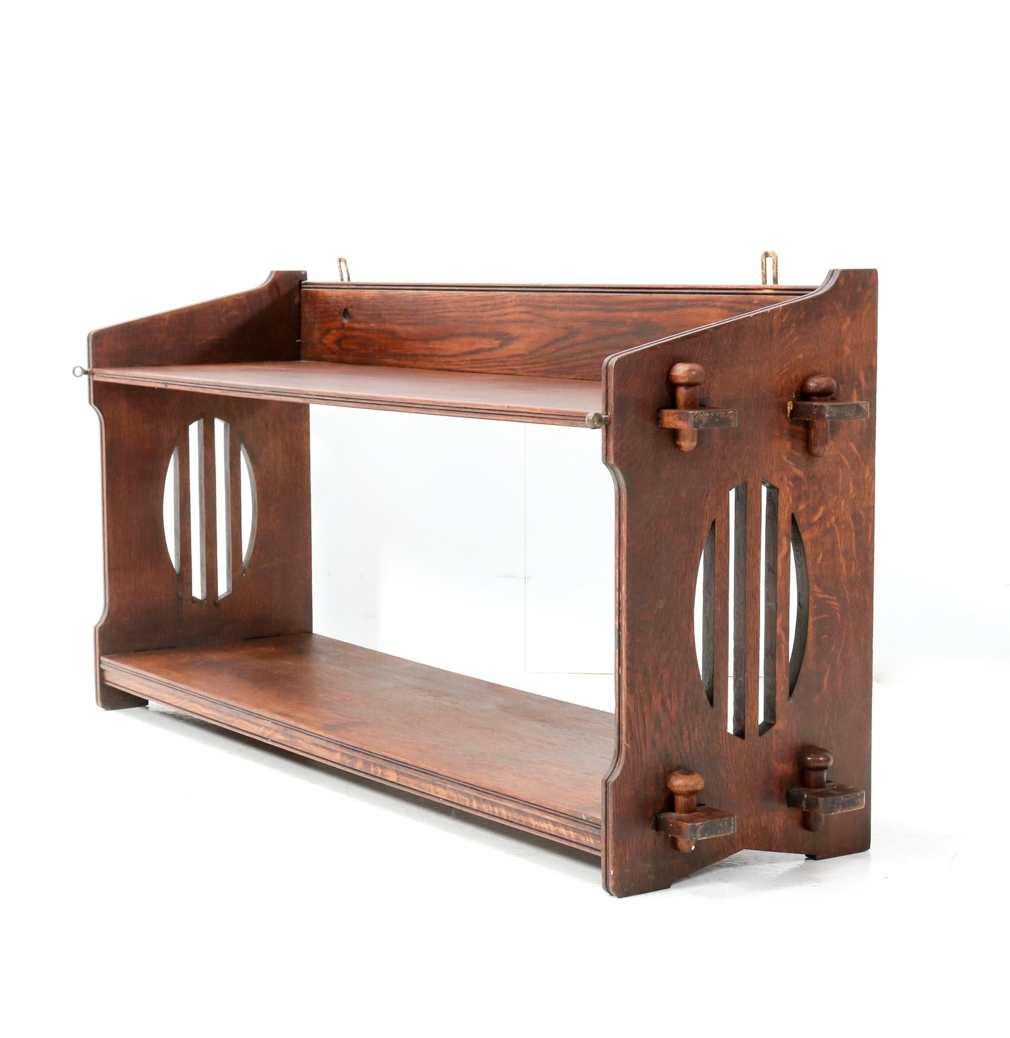 Arts and Crafts Oak Arts & Crafts Art Nouveau Magazine Rack or Book Rack by Aug. Zeiss & Cie. For Sale